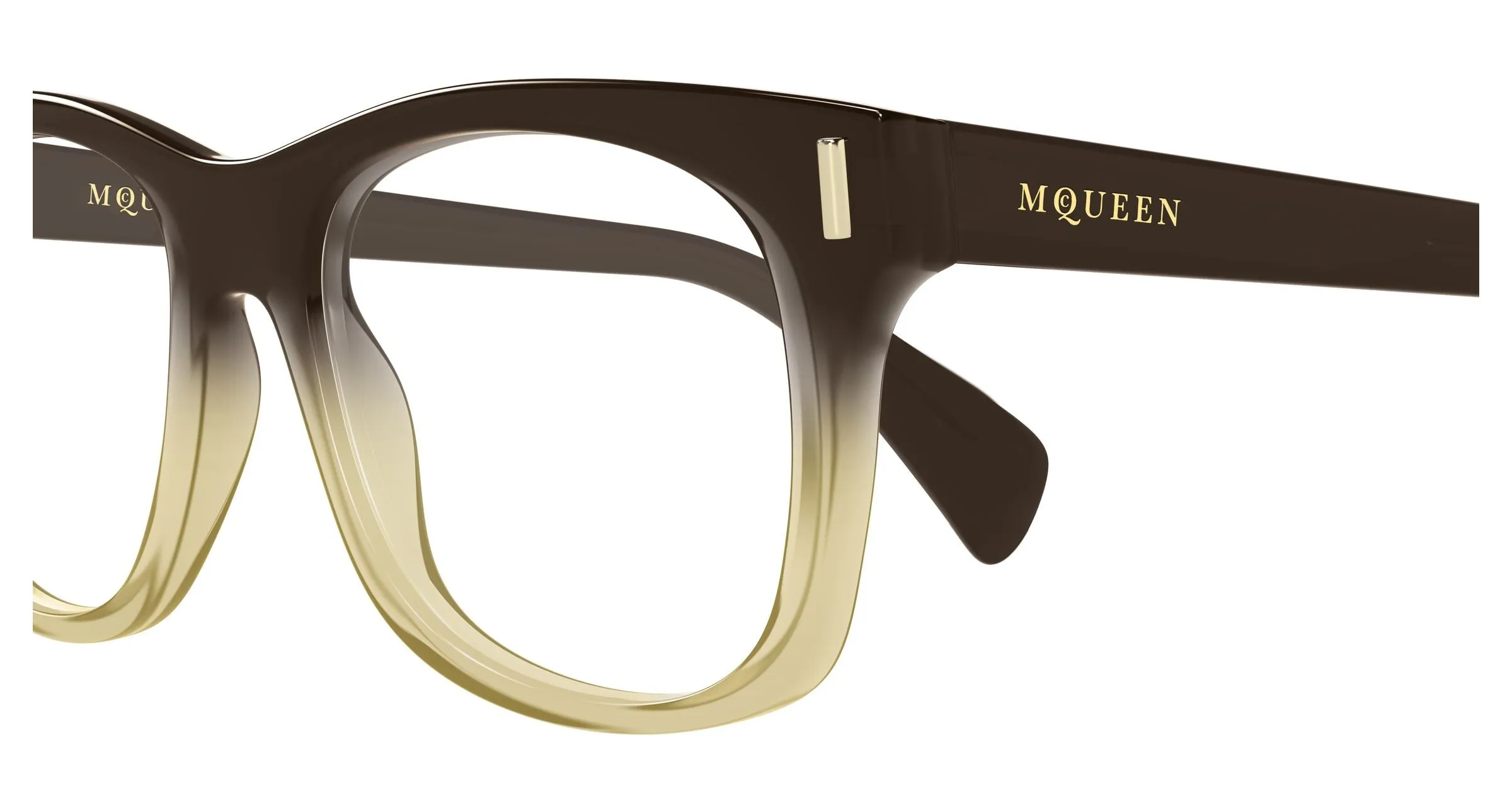 Alexander McQueen AM0551O 004 Montature da vista Acetato Marrone Trasparente Squadrata - immagine 3