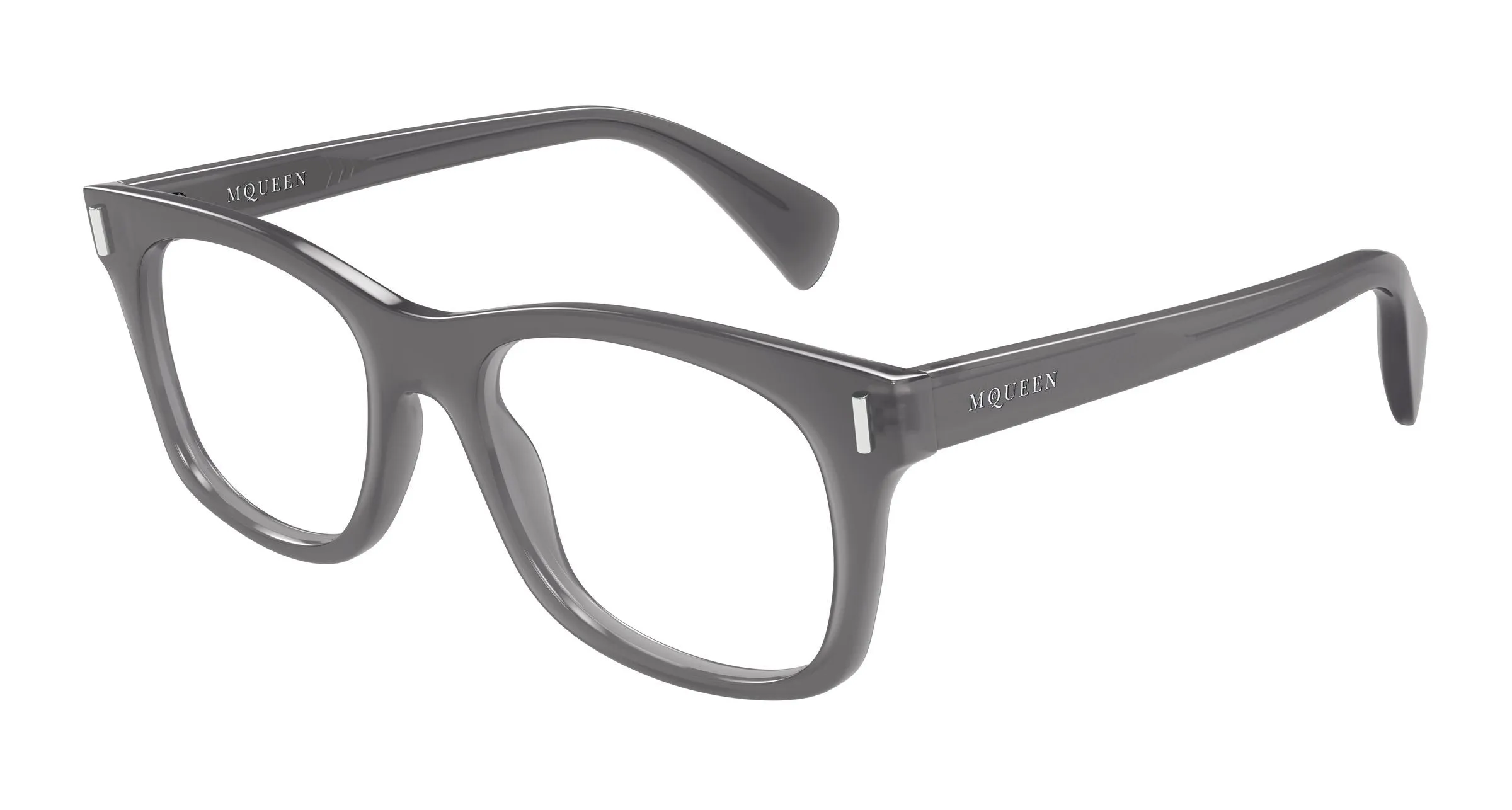 Alexander McQueen AM0551O 003 Montature da vista Acetato Grigio Trasparente Squadrata - immagine 1