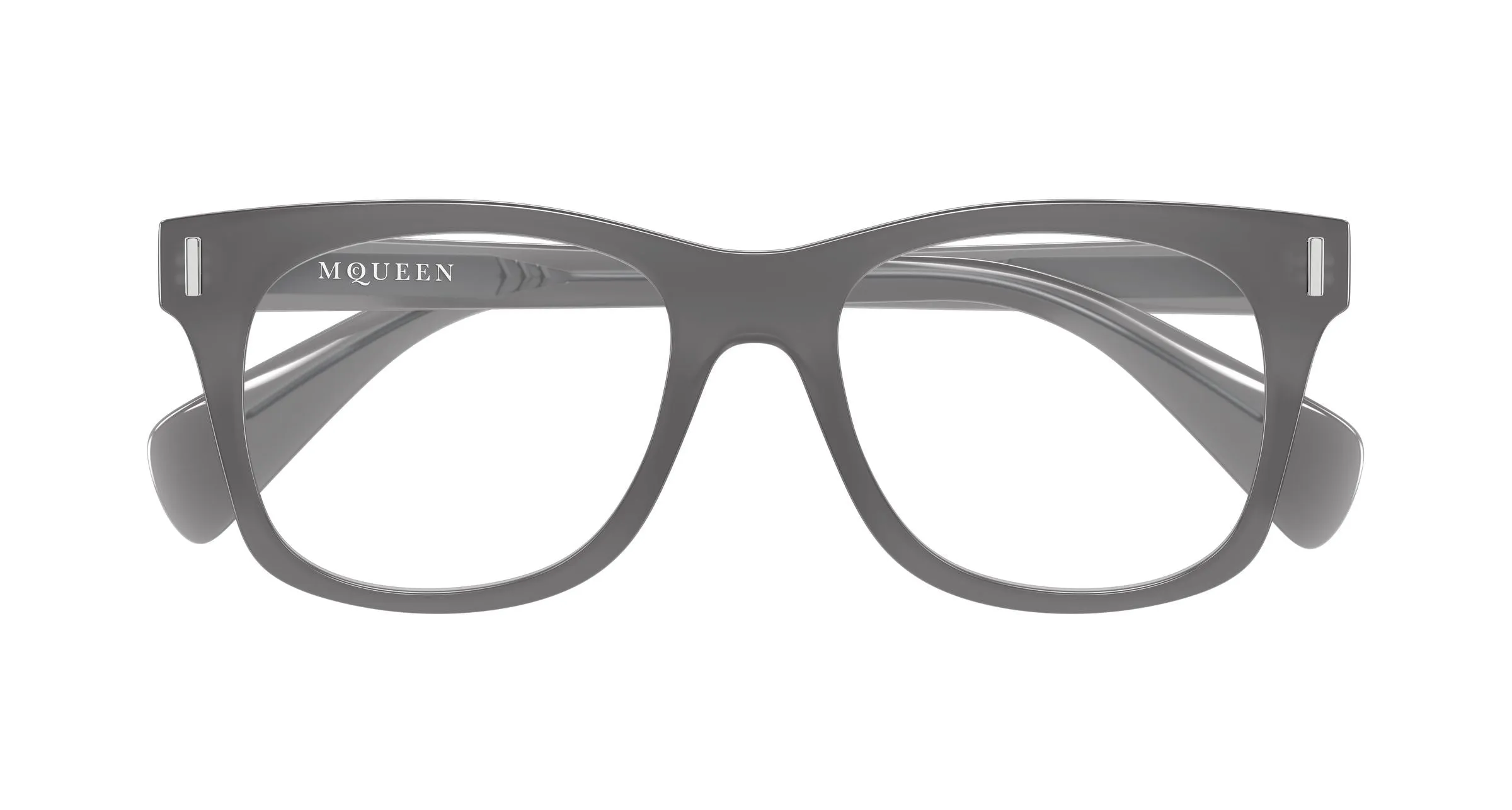 Alexander McQueen AM0551O 003 Montature da vista Acetato Grigio Trasparente Squadrata - immagine 2