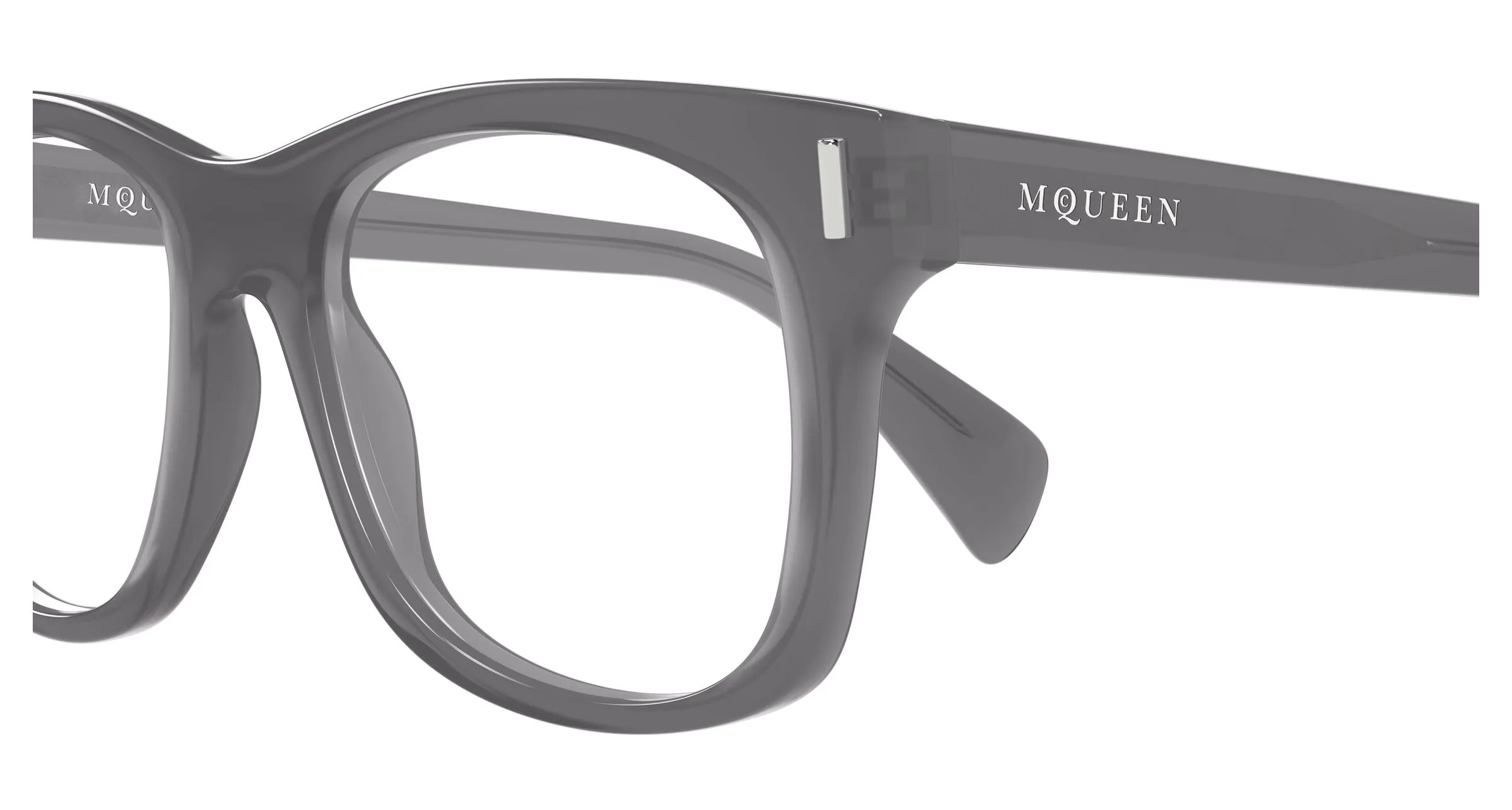 Alexander McQueen AM0551O 003 Montature da vista Acetato Grigio Trasparente Squadrata - immagine 3