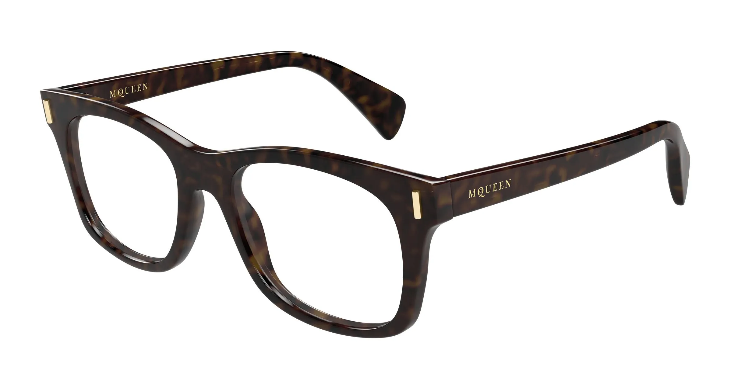 Alexander McQueen AM0551O 002 Montature da vista Acetato Havana Trasparente Squadrata - immagine 1