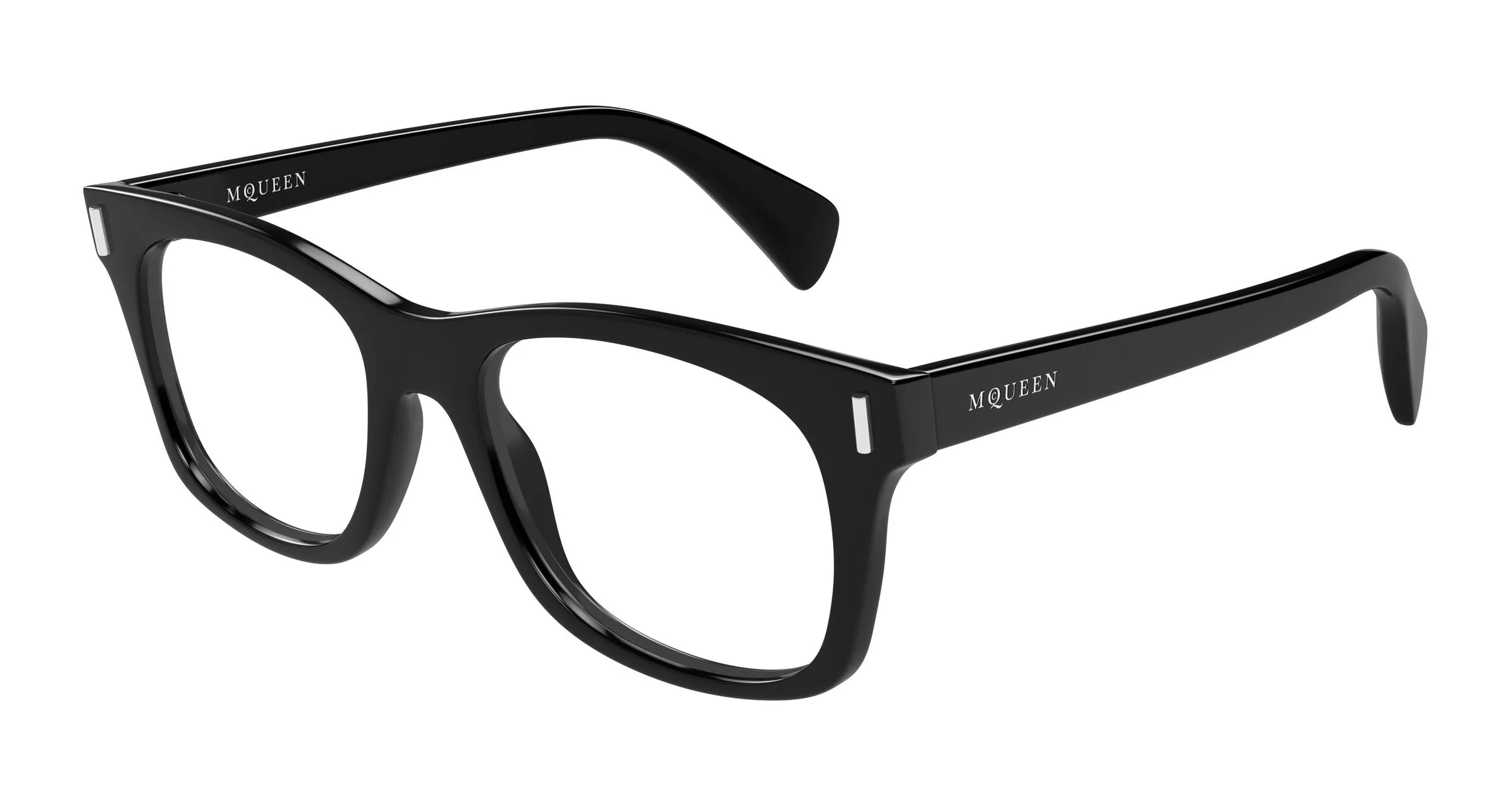 Alexander McQueen AM0551O 001 Montature da vista Acetato Nero Trasparente Squadrata - immagine 1