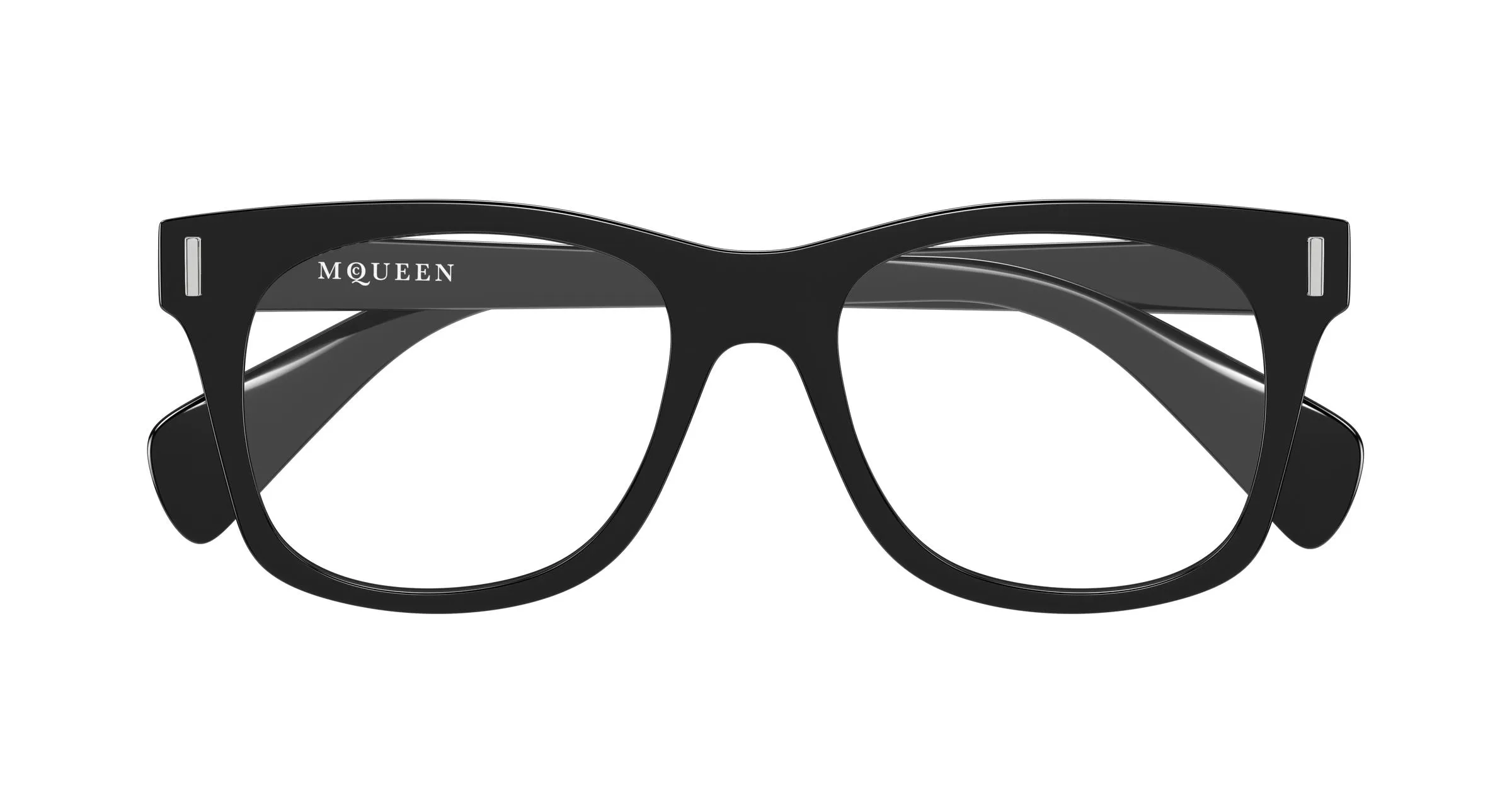 Alexander McQueen AM0551O 001 Montature da vista Acetato Nero Trasparente Squadrata - immagine 2