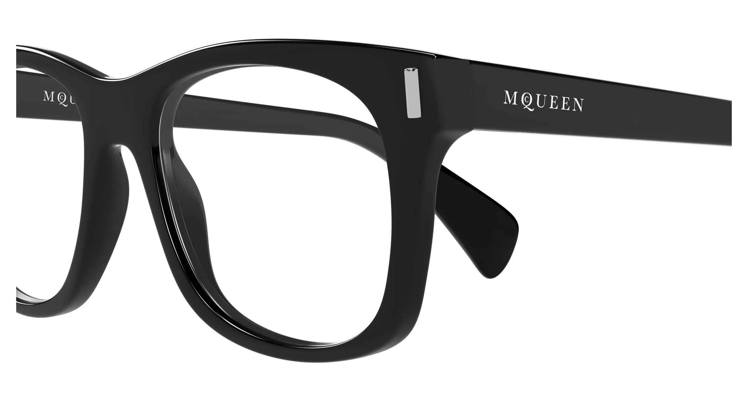 Alexander McQueen AM0551O 001 Montature da vista Acetato Nero Trasparente Squadrata - immagine 3