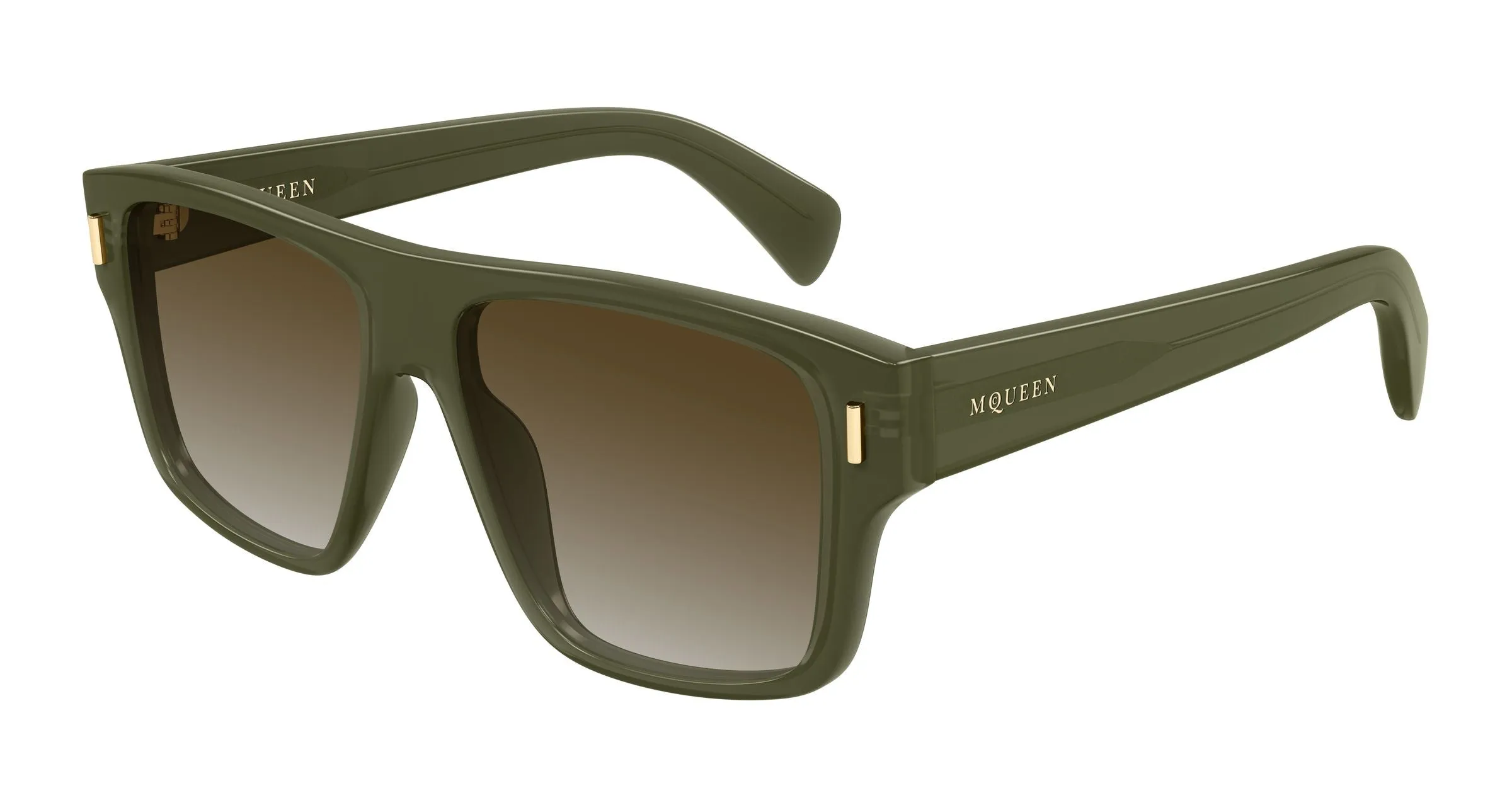 Alexander McQueen AM0550S 003 Occhiali da sole Acetato Verde Marrone Squadrata - immagine 1