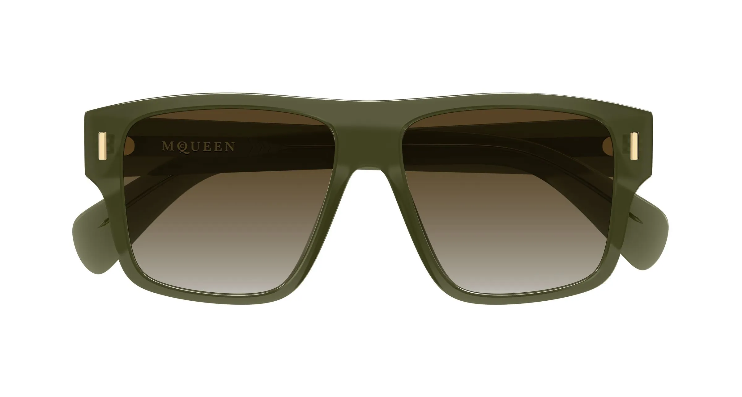 Alexander McQueen AM0550S 003 Occhiali da sole Acetato Verde Marrone Squadrata - immagine 2