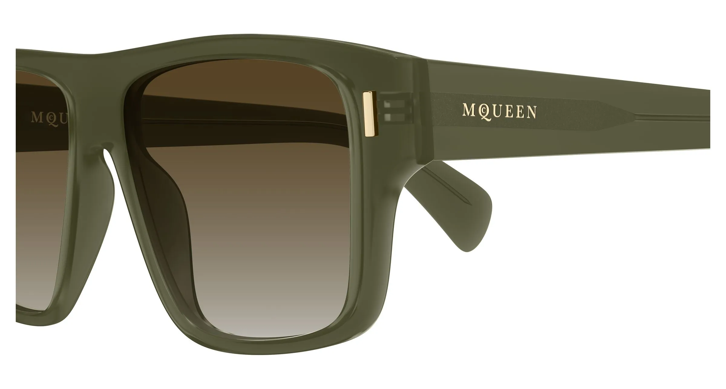 Alexander McQueen AM0550S 003 Occhiali da sole Acetato Verde Marrone Squadrata - immagine 3