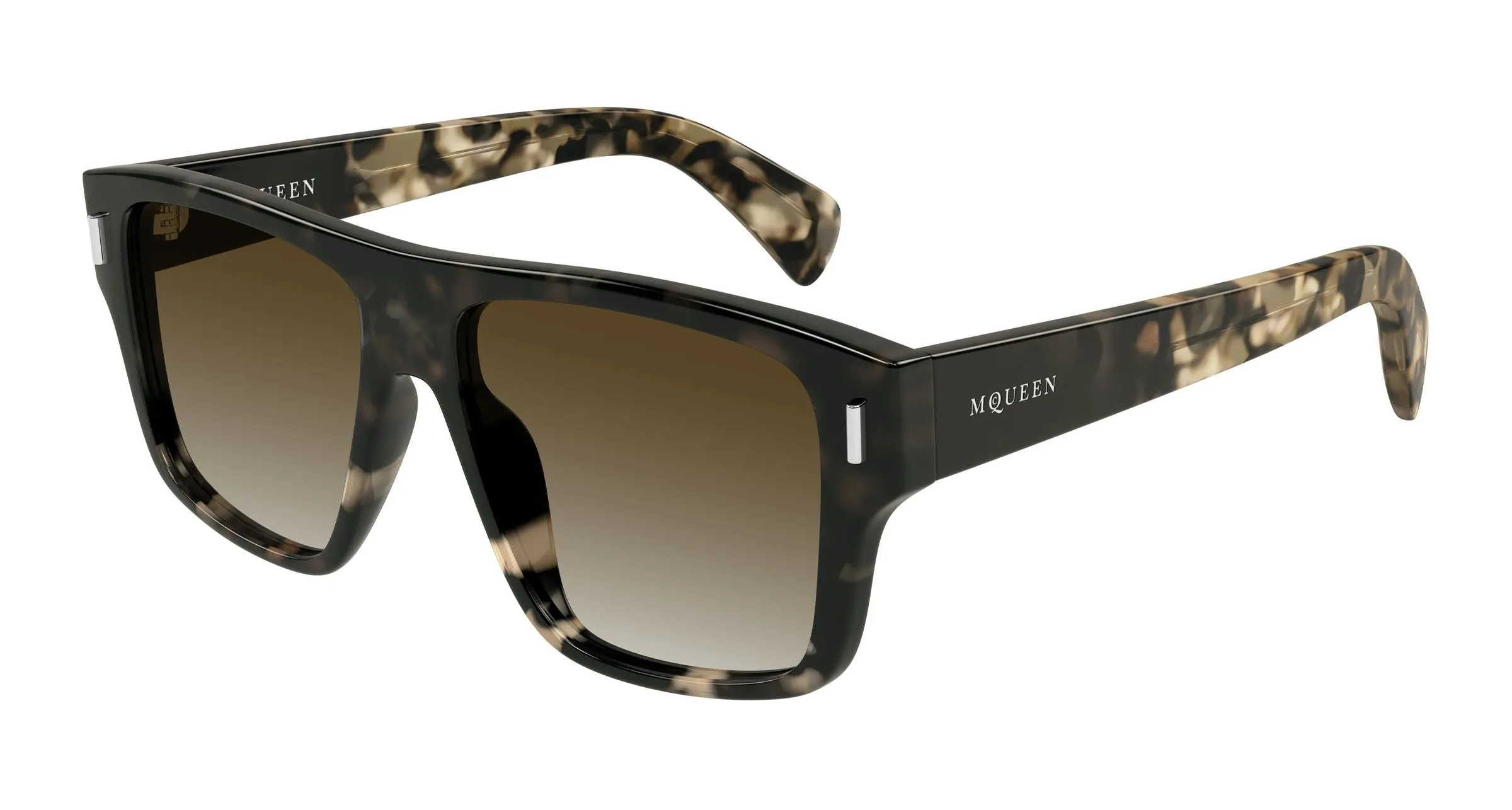 Alexander McQueen AM0550S 002 Occhiali da sole Acetato Havana Marrone Squadrata - immagine 1