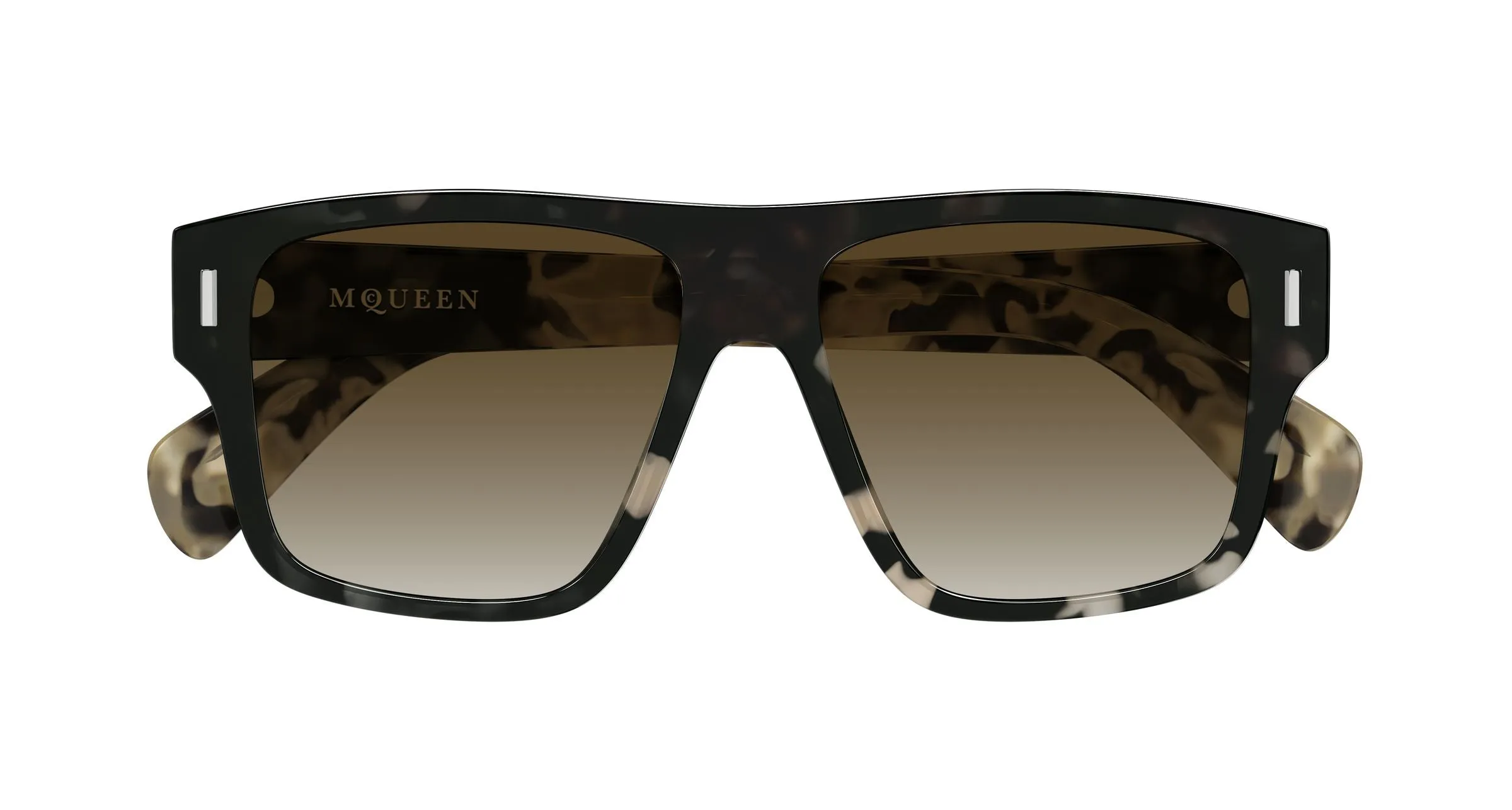 Alexander McQueen AM0550S 002 Occhiali da sole Acetato Havana Marrone Squadrata - immagine 2