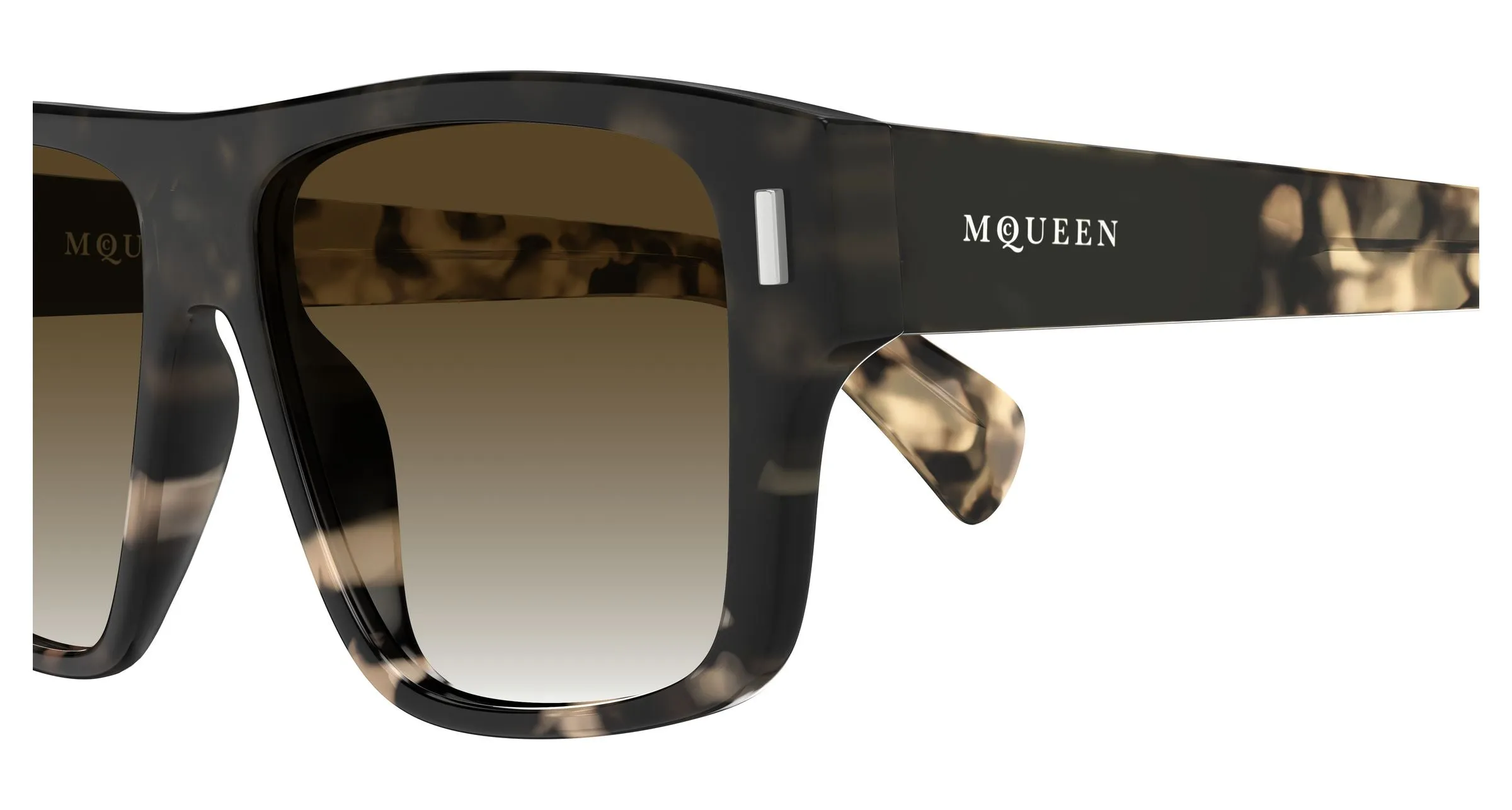 Alexander McQueen AM0550S 002 Occhiali da sole Acetato Havana Marrone Squadrata - immagine 3