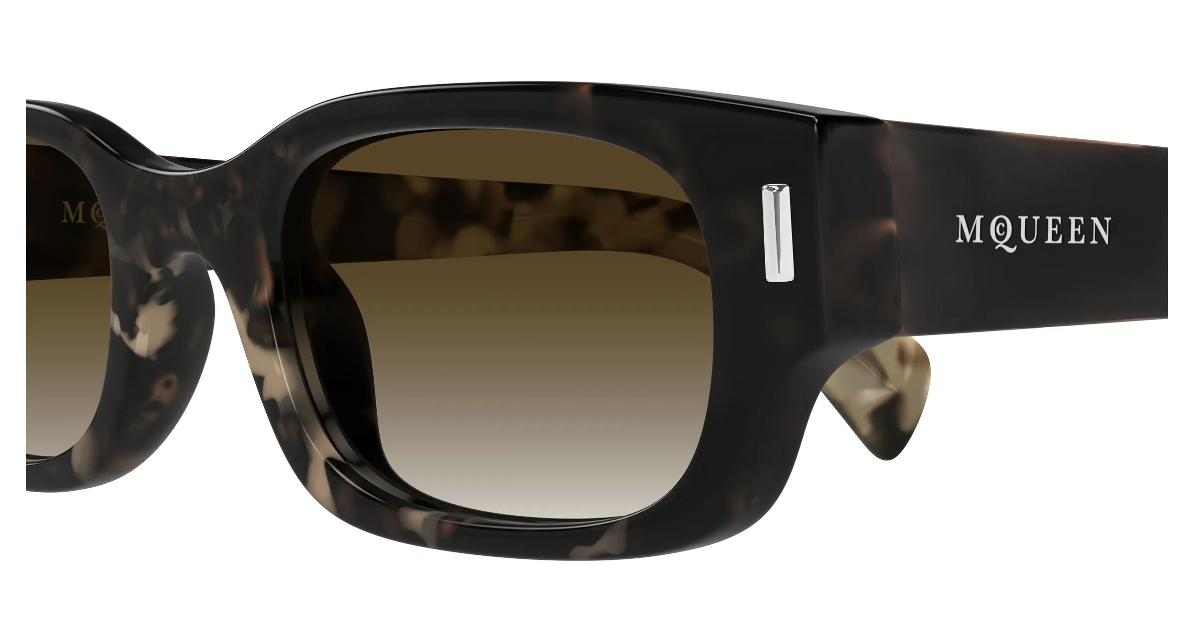 Alexander McQueen AM0549S 002 Occhiali da sole Acetato Havana Marrone Rotonda - immagine 3