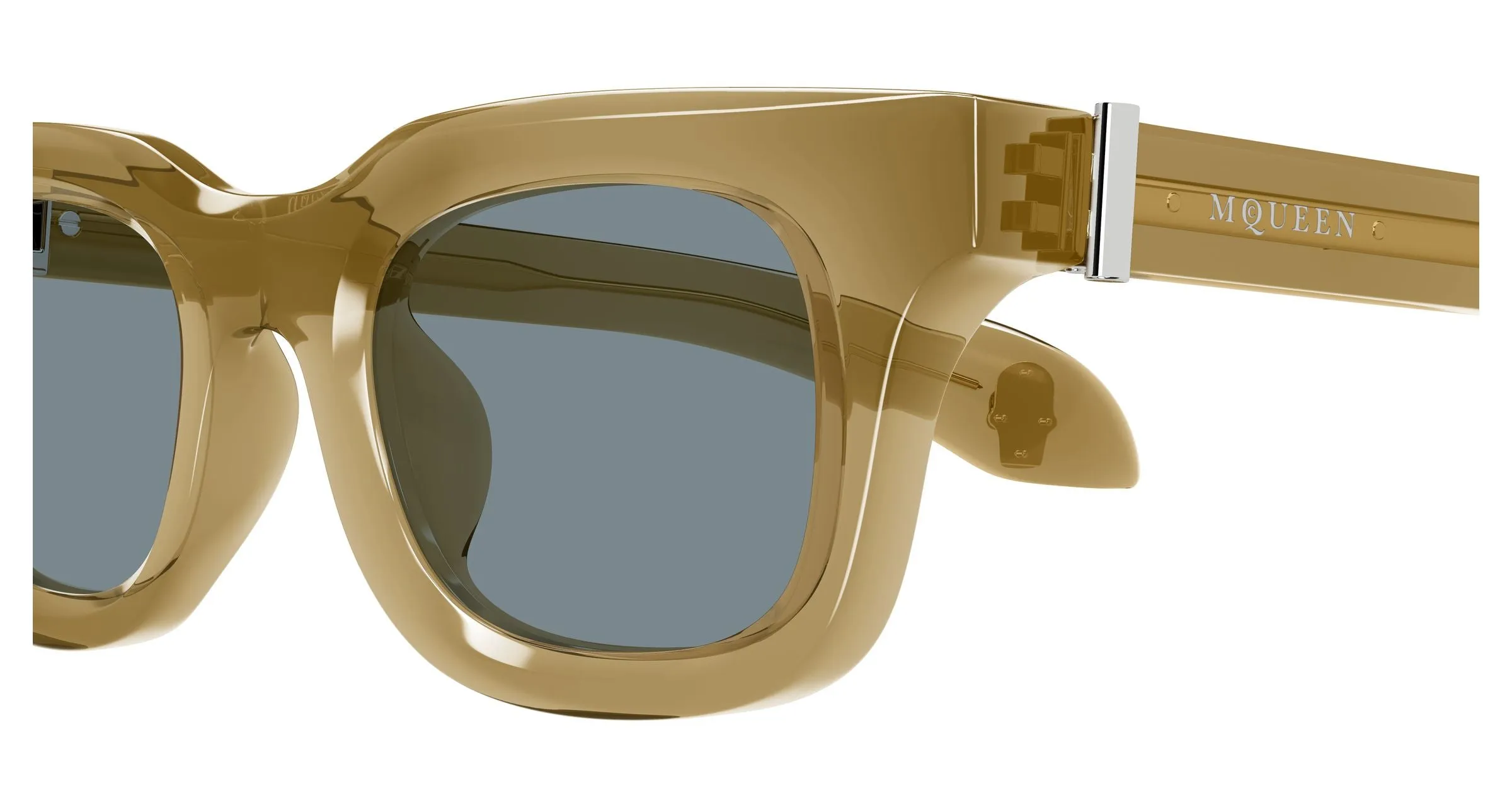 Alexander McQueen AM0547S 004 Occhiali da sole Acetato Marrone Grigio Squadrata - immagine 3