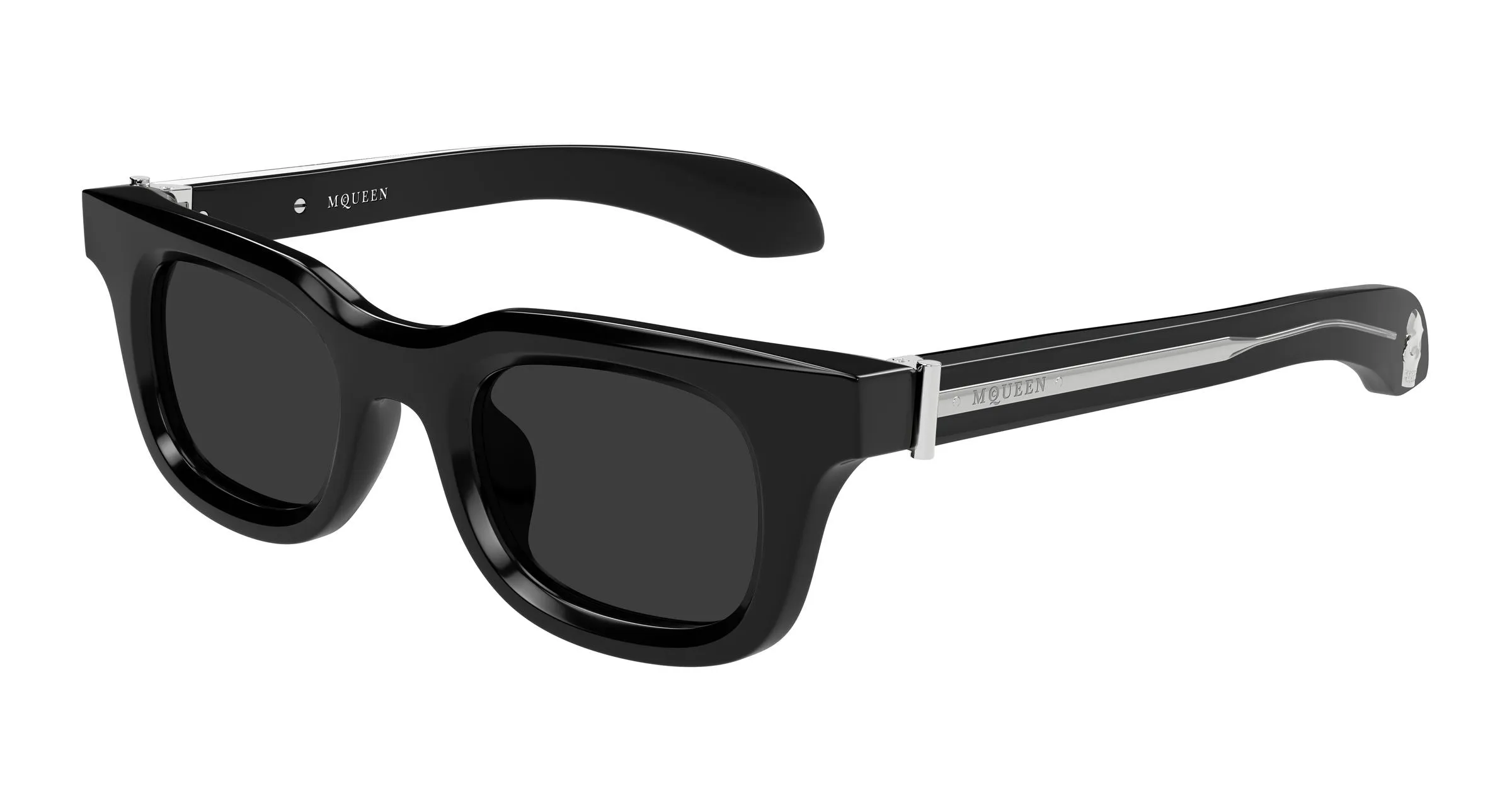 Alexander McQueen AM0547S 001 Occhiali da sole Acetato Nero Grigio Squadrata - immagine 1