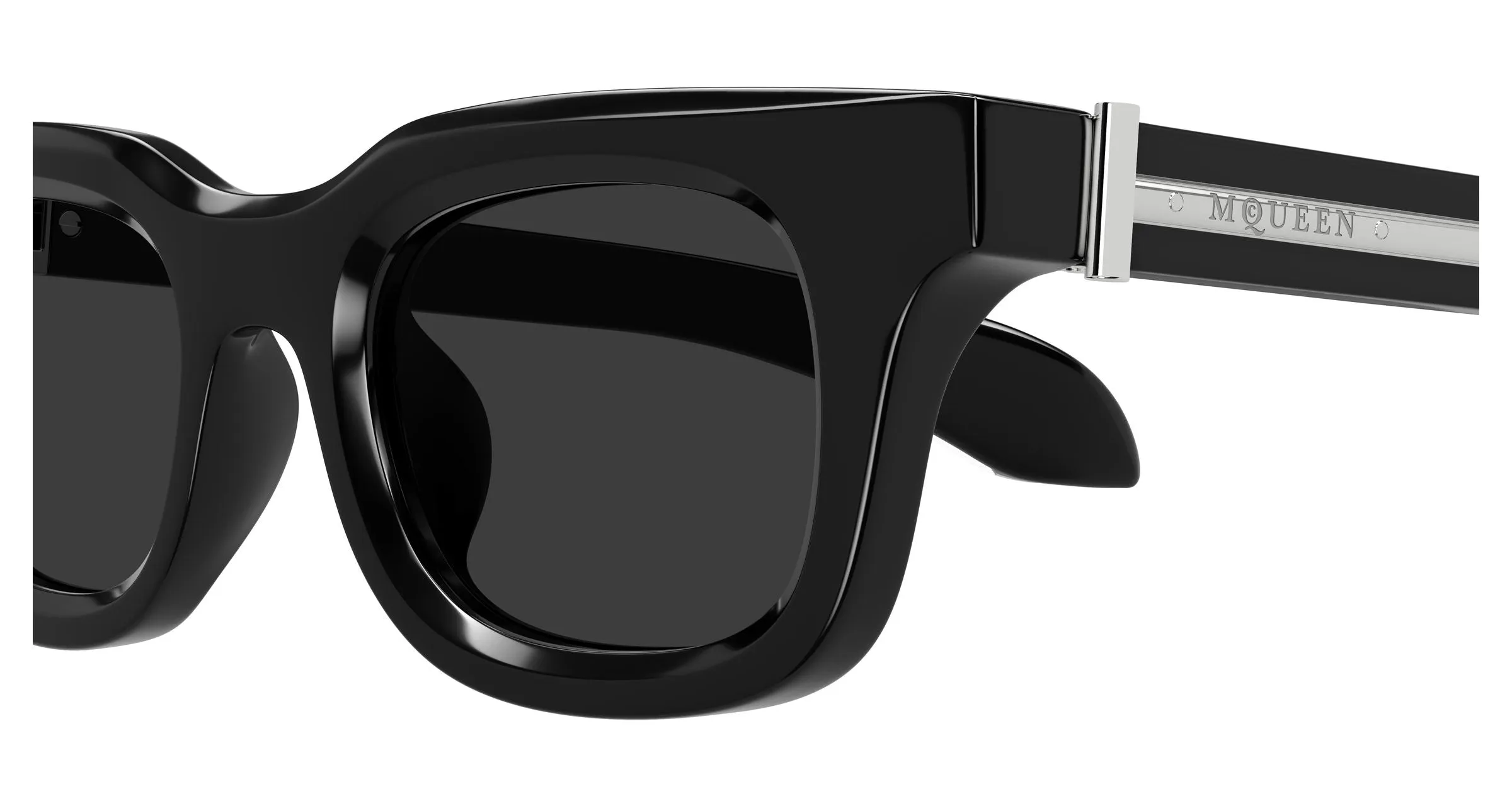 Alexander McQueen AM0547S 001 Occhiali da sole Acetato Nero Grigio Squadrata - immagine 3