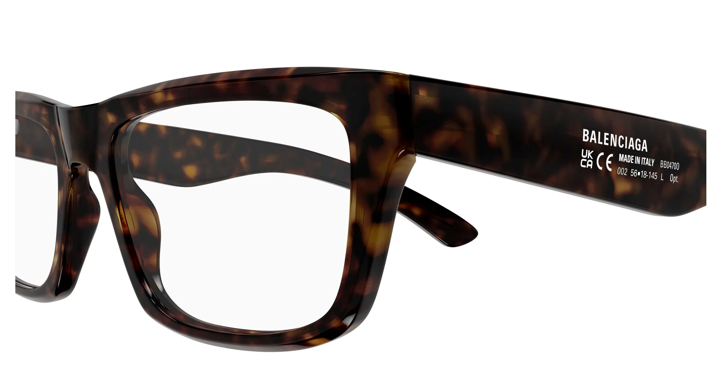 Balenciaga BB0470O 002 Montature da vista Acetato Havana Trasparente Squadrata - immagine 3