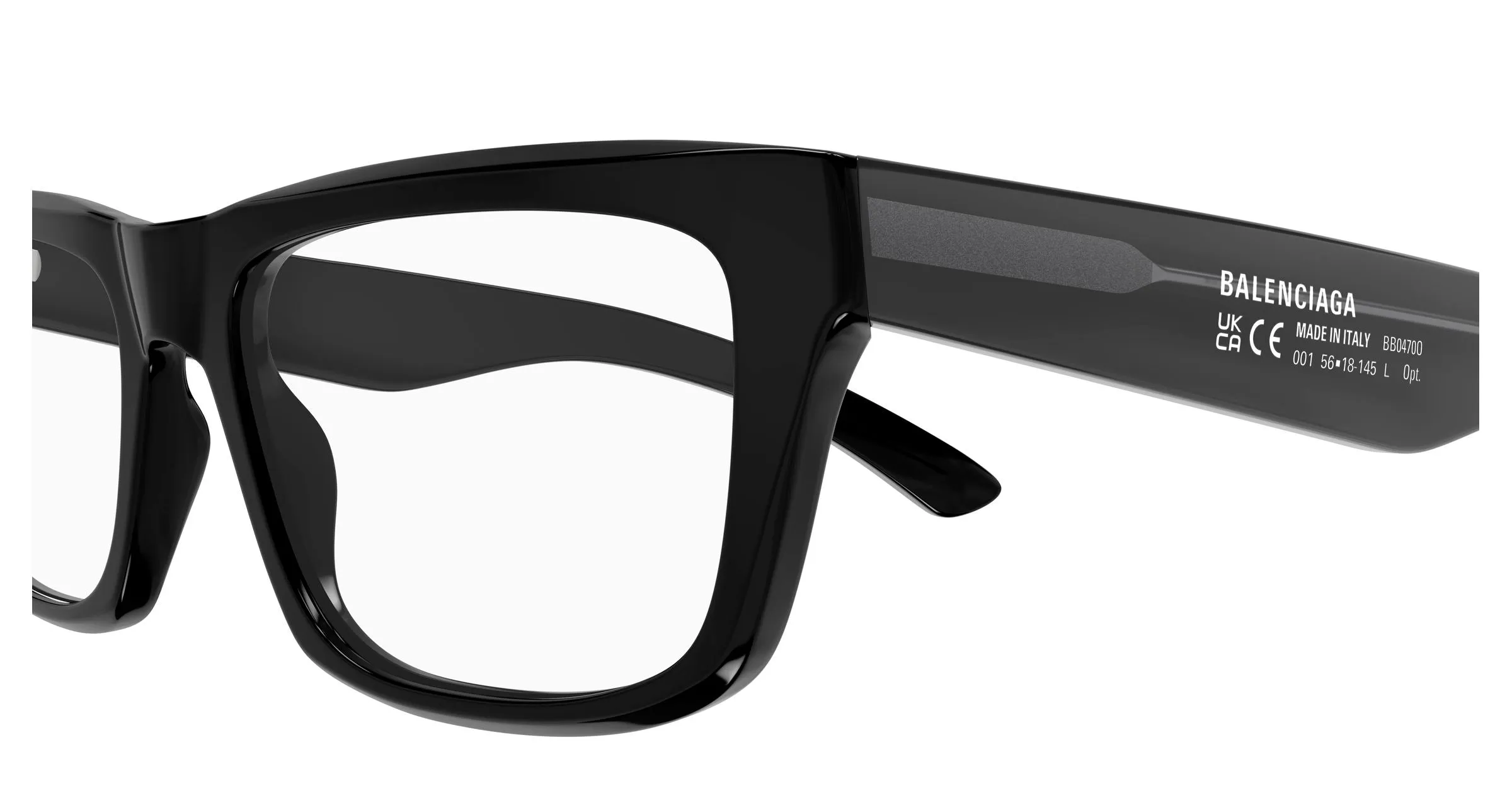 Balenciaga BB0470O 001 Montature da vista Acetato Nero Trasparente Squadrata - immagine 3