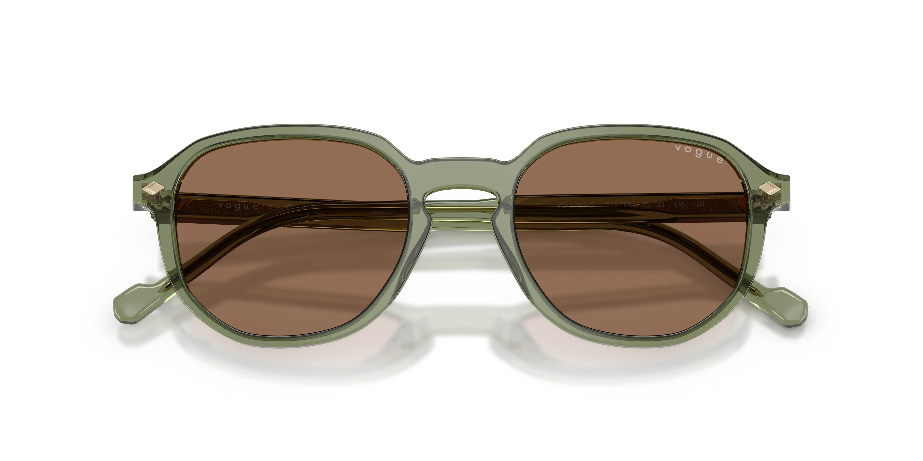 VOGUE EYEWEAR VO5707S 318773 Occhiali da sole Acetato Verde Marrone Geometrica Normale - immagine 2