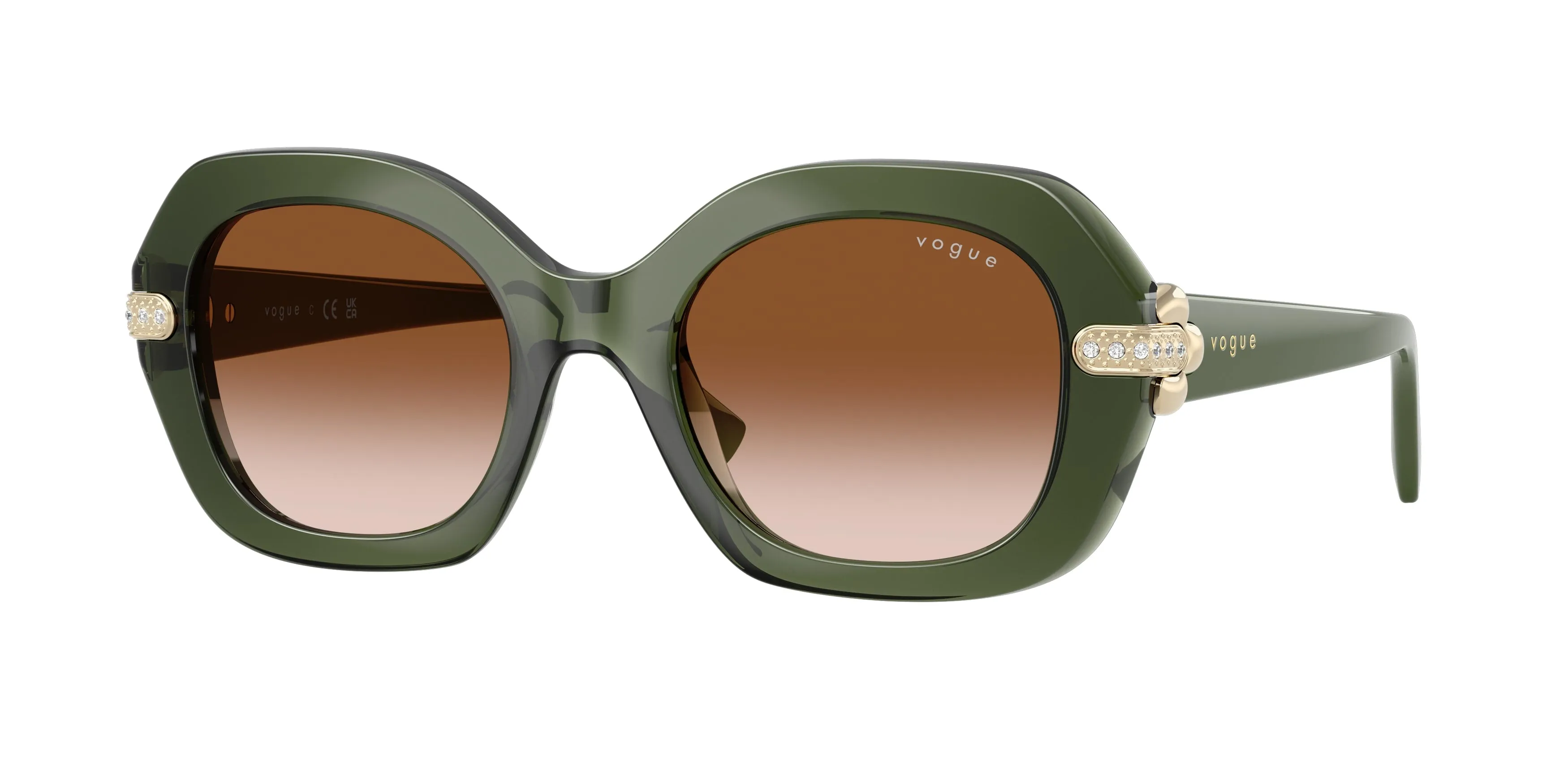 VOGUE EYEWEAR VO5706SB 328713 Occhiali da sole Nylon Verde Marrone Geometrica Normale Sfumato - immagine 1
