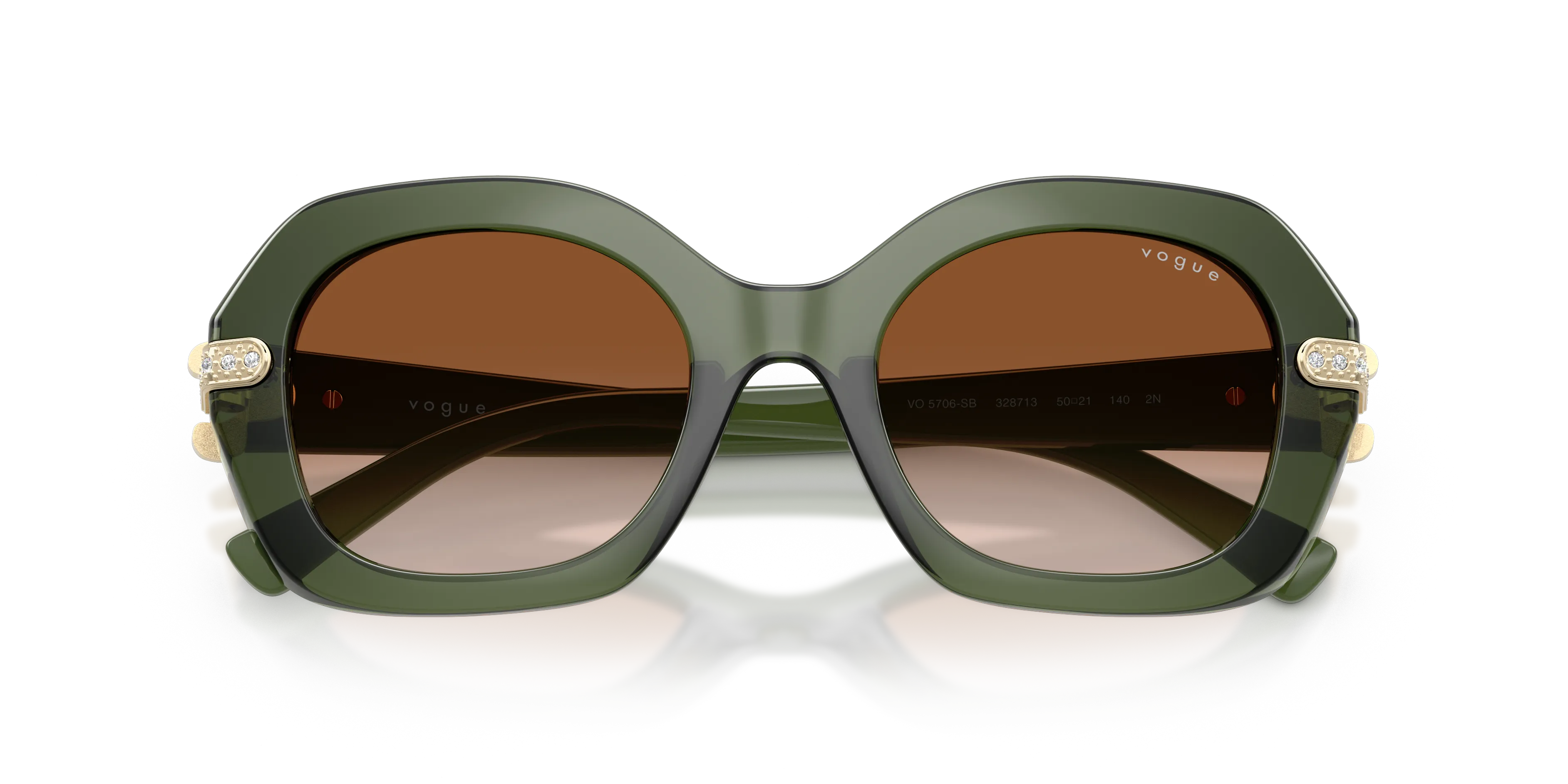 VOGUE EYEWEAR VO5706SB 328713 Occhiali da sole Nylon Verde Marrone Geometrica Normale Sfumato - immagine 2