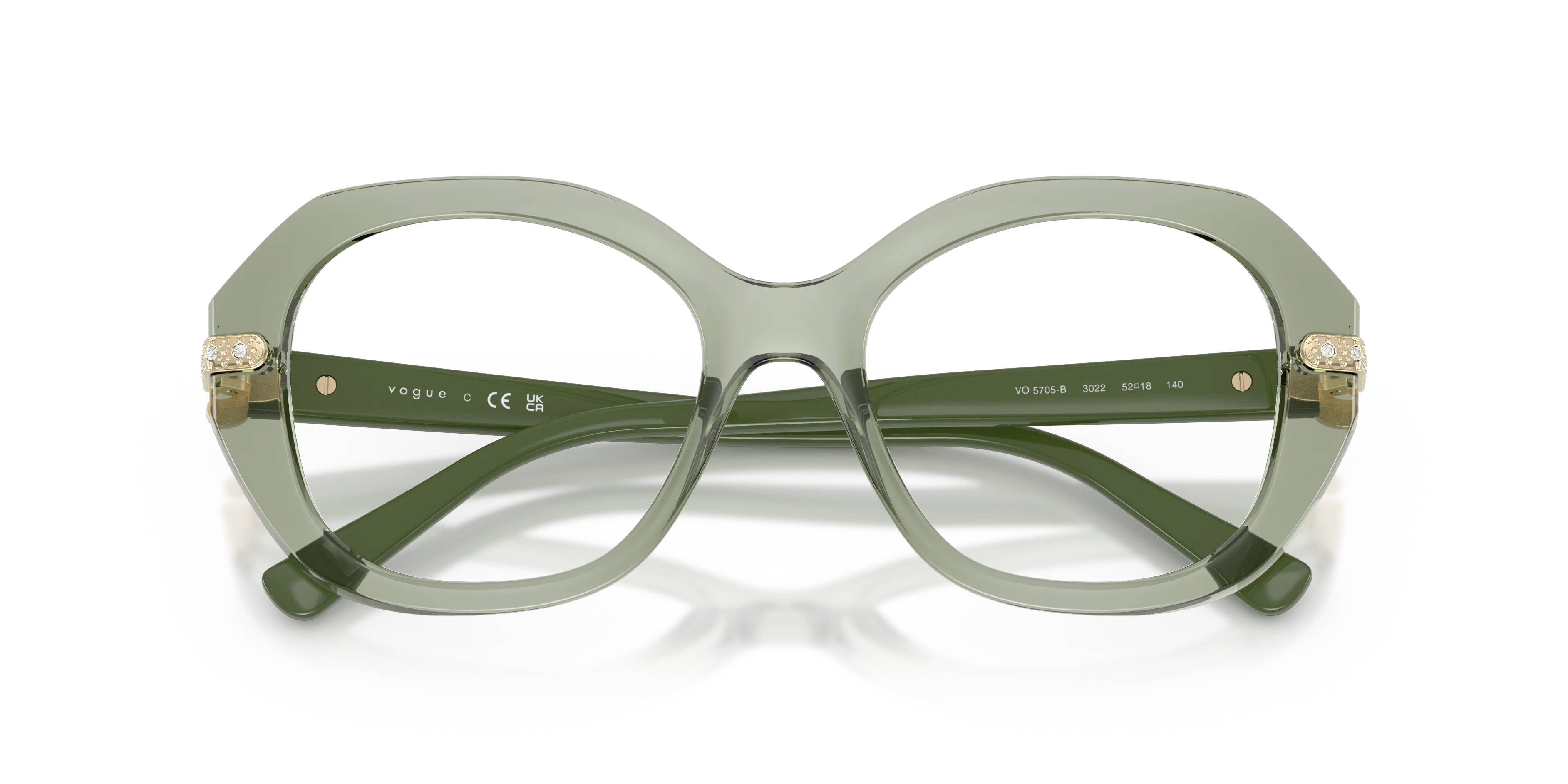 VOGUE EYEWEAR VO5705B 3022 Montature da vista Nylon Verde Trasparente Geometrica Normale - immagine 2