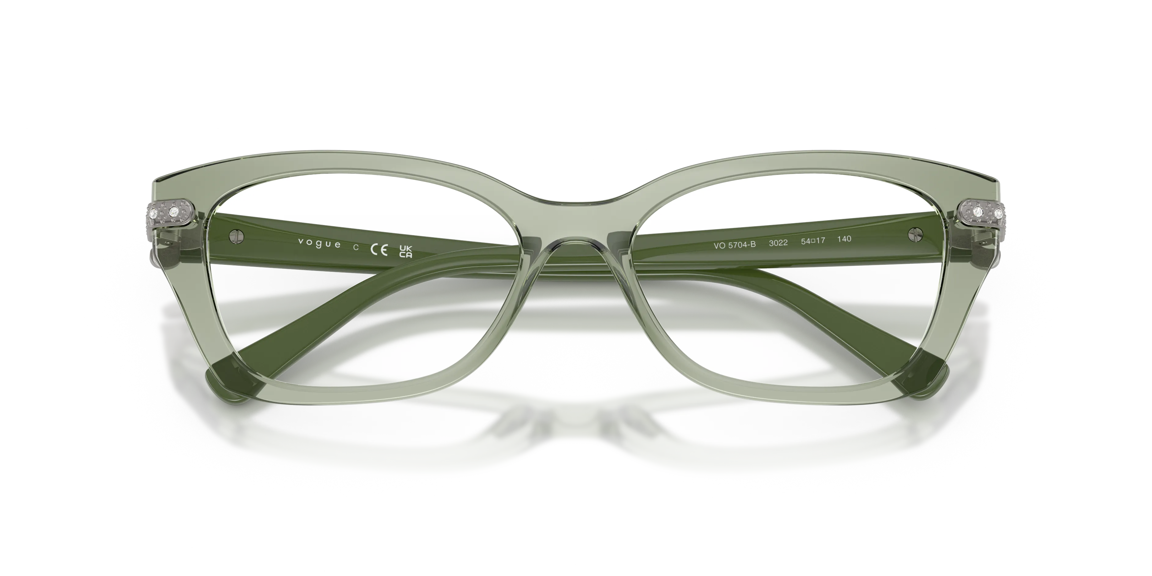 VOGUE EYEWEAR VO5704B 3022 Montature da vista Nylon Verde Trasparente Cat Eye Normale - immagine 2