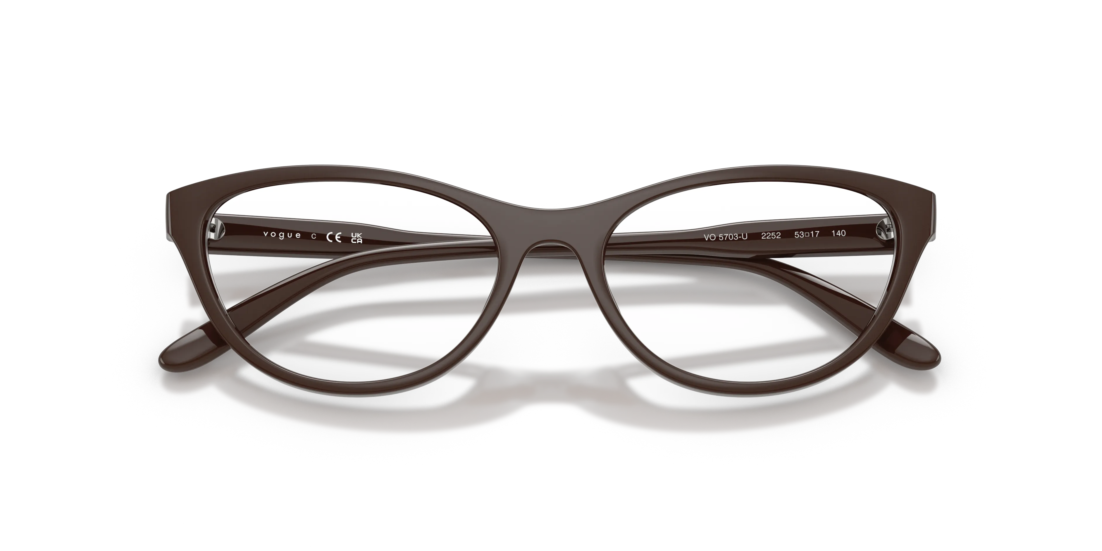 VOGUE EYEWEAR VO5703U 2252 Montature da vista Nylon Marrone Trasparente Rotonda Normale - immagine 2