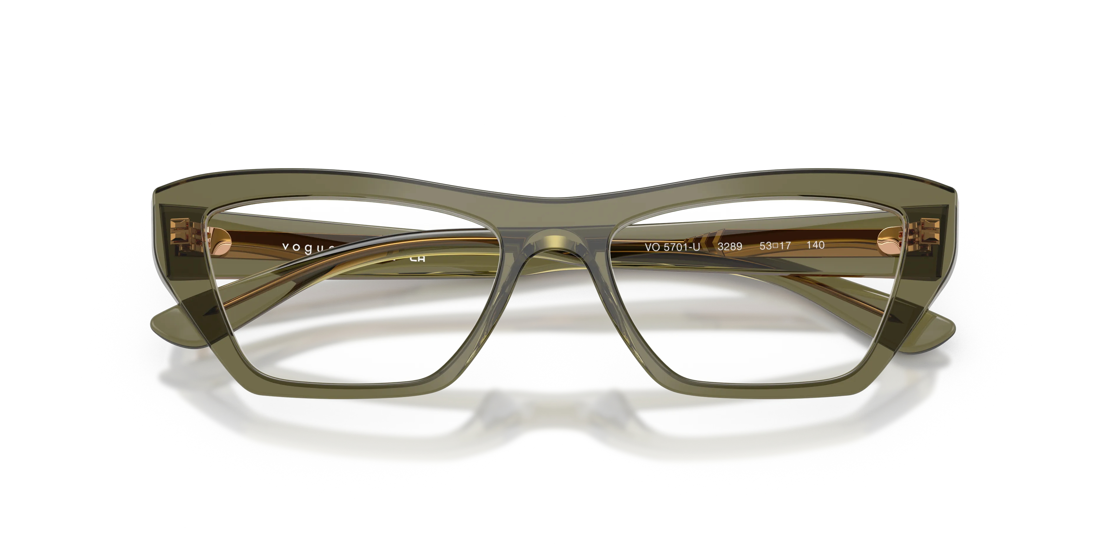 VOGUE EYEWEAR VO5701U 3289 Montature da vista Acetato Verde Trasparente Cat Eye Normale - immagine 2