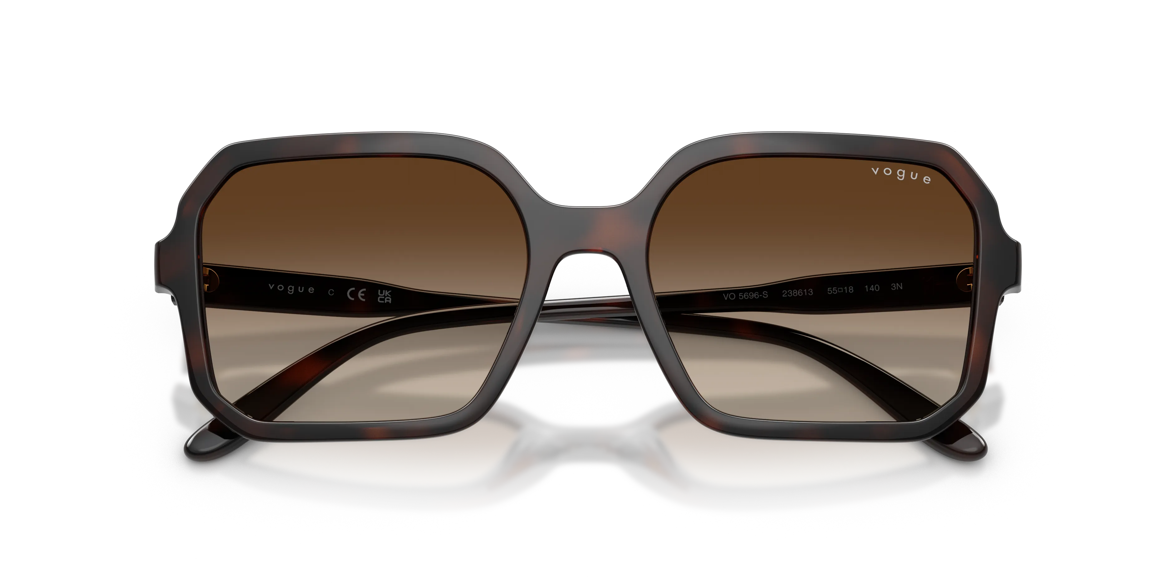 VOGUE EYEWEAR VO5696S 238613 Occhiali da sole Nylon Marrone Marrone Squadrata Normale Sfumato - immagine 2