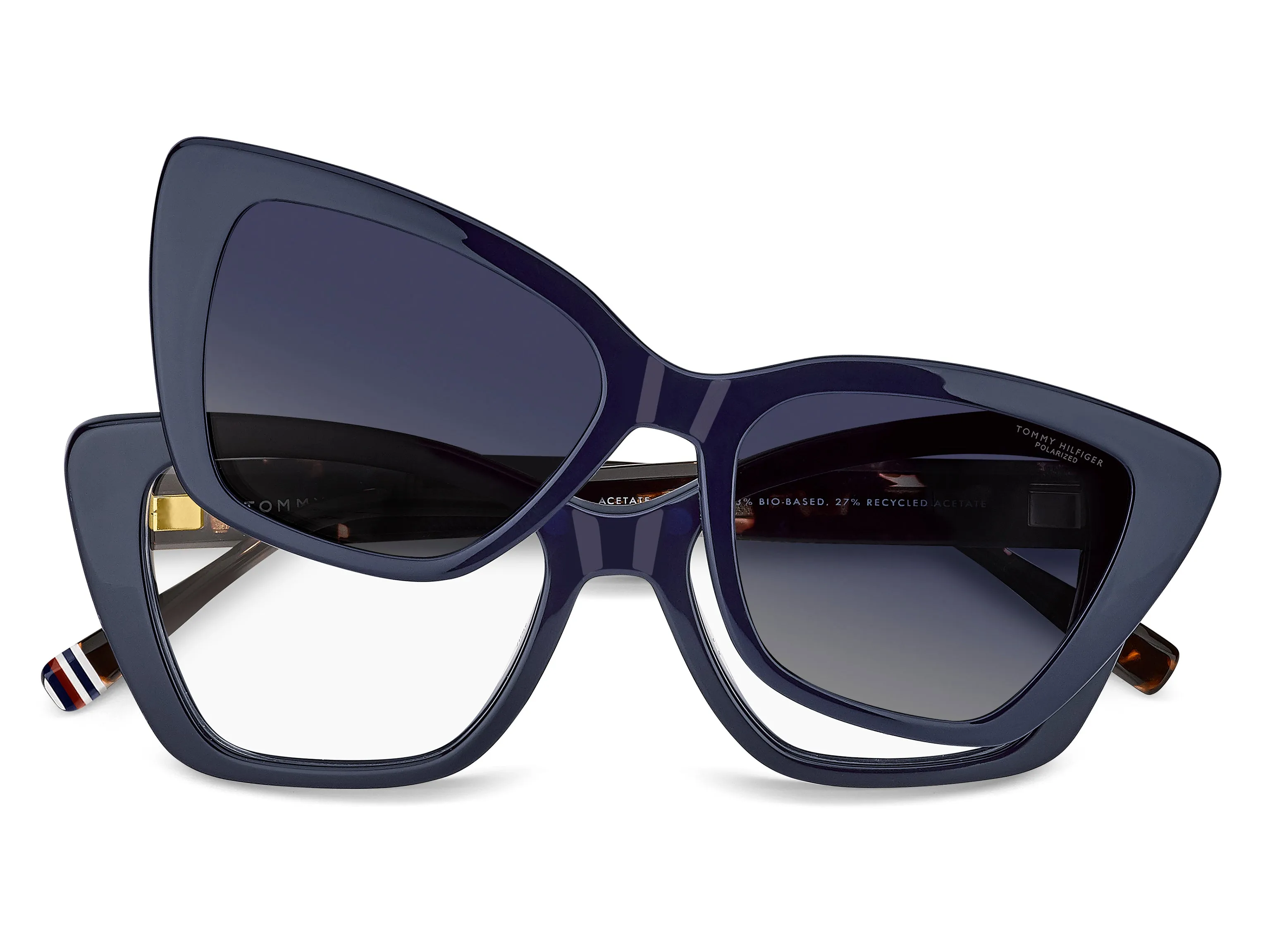Tommy Hilfiger TH 2347/C PJP/Z7 Montature da vista Acetato Blu Blu Cat Eye Polarizzata Sfumato - immagine 3