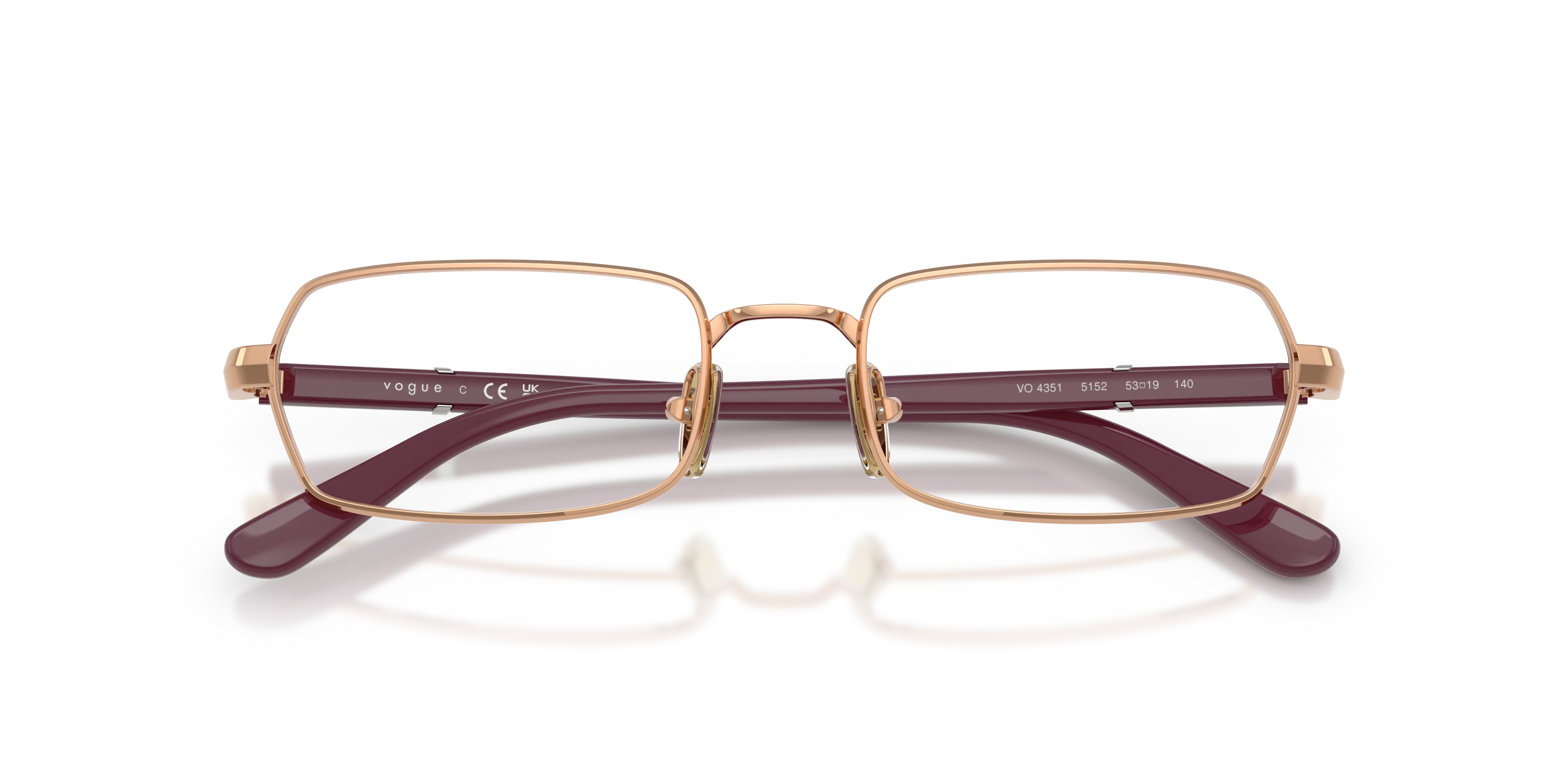 VOGUE EYEWEAR VO4351 5152 Montature da vista Metallo Oro Trasparente Geometrica Normale - immagine 2