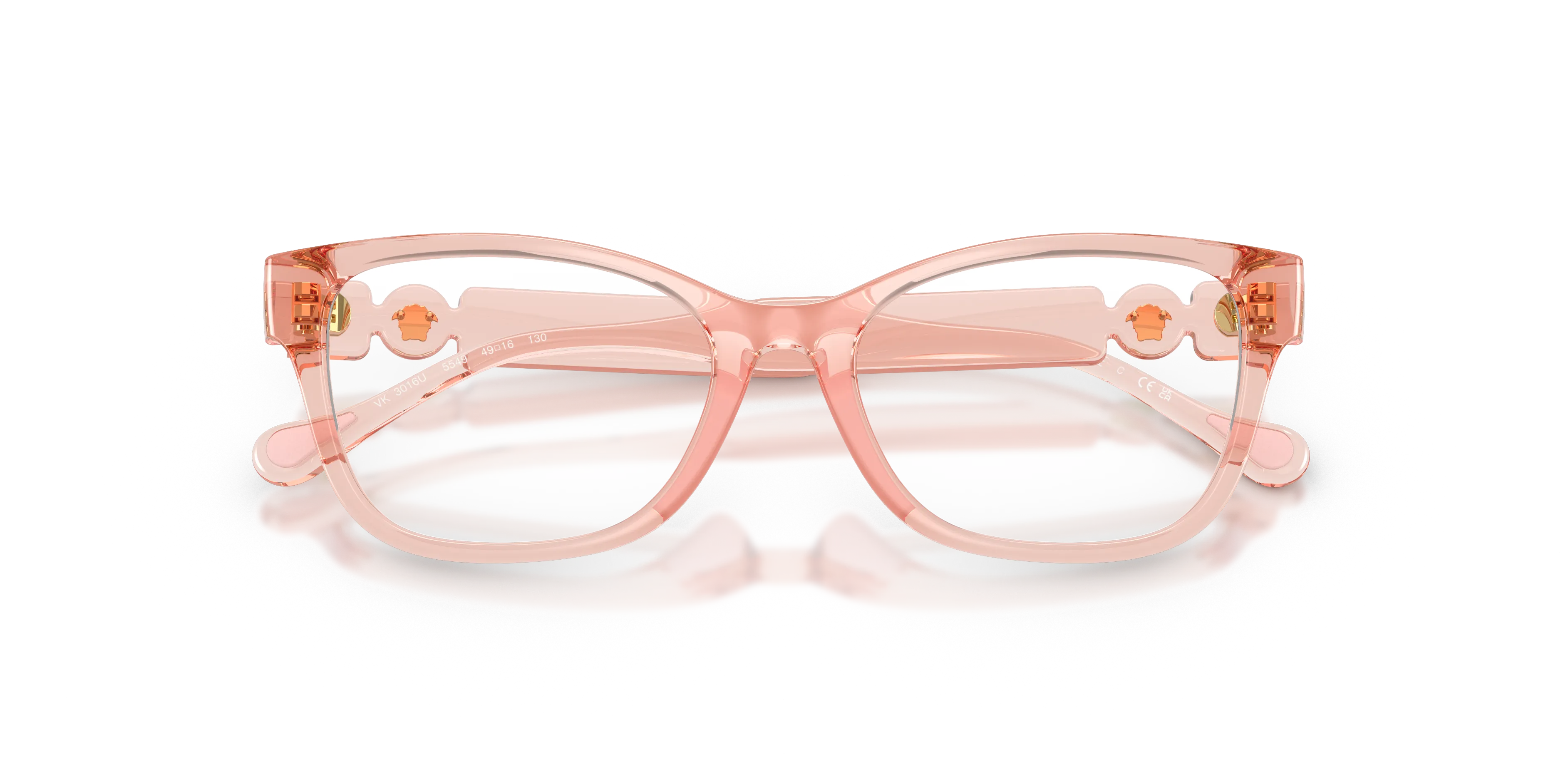 Versace VK3016U 5549 Montature da vista bambino Iniettato Rosa Trasparente Cat Eye Normale - immagine 2