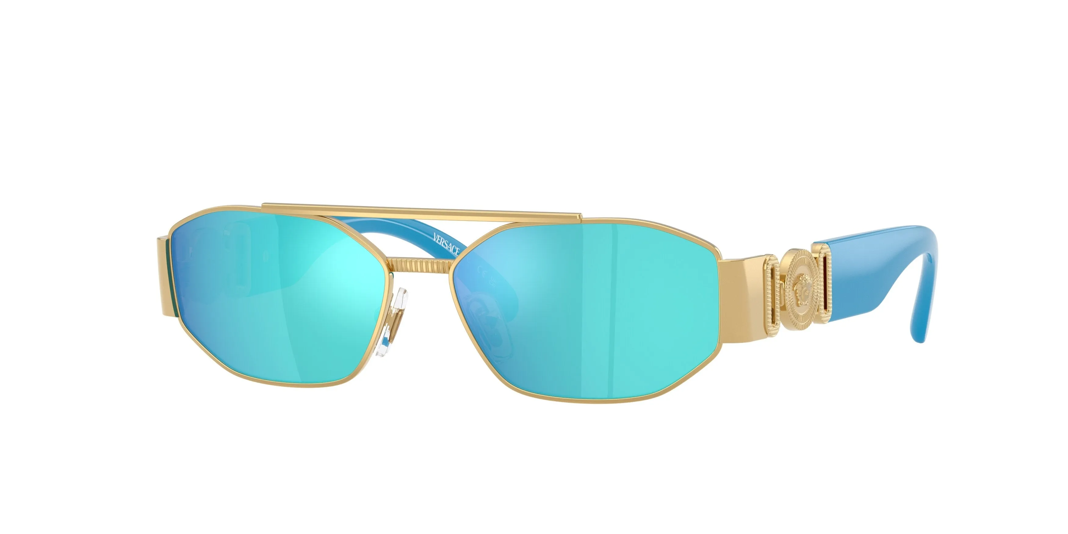 Versace VK2003 100255 Occhiali da sole bambino Metallo Oro Verde Squadrata Specchiate - immagine 1