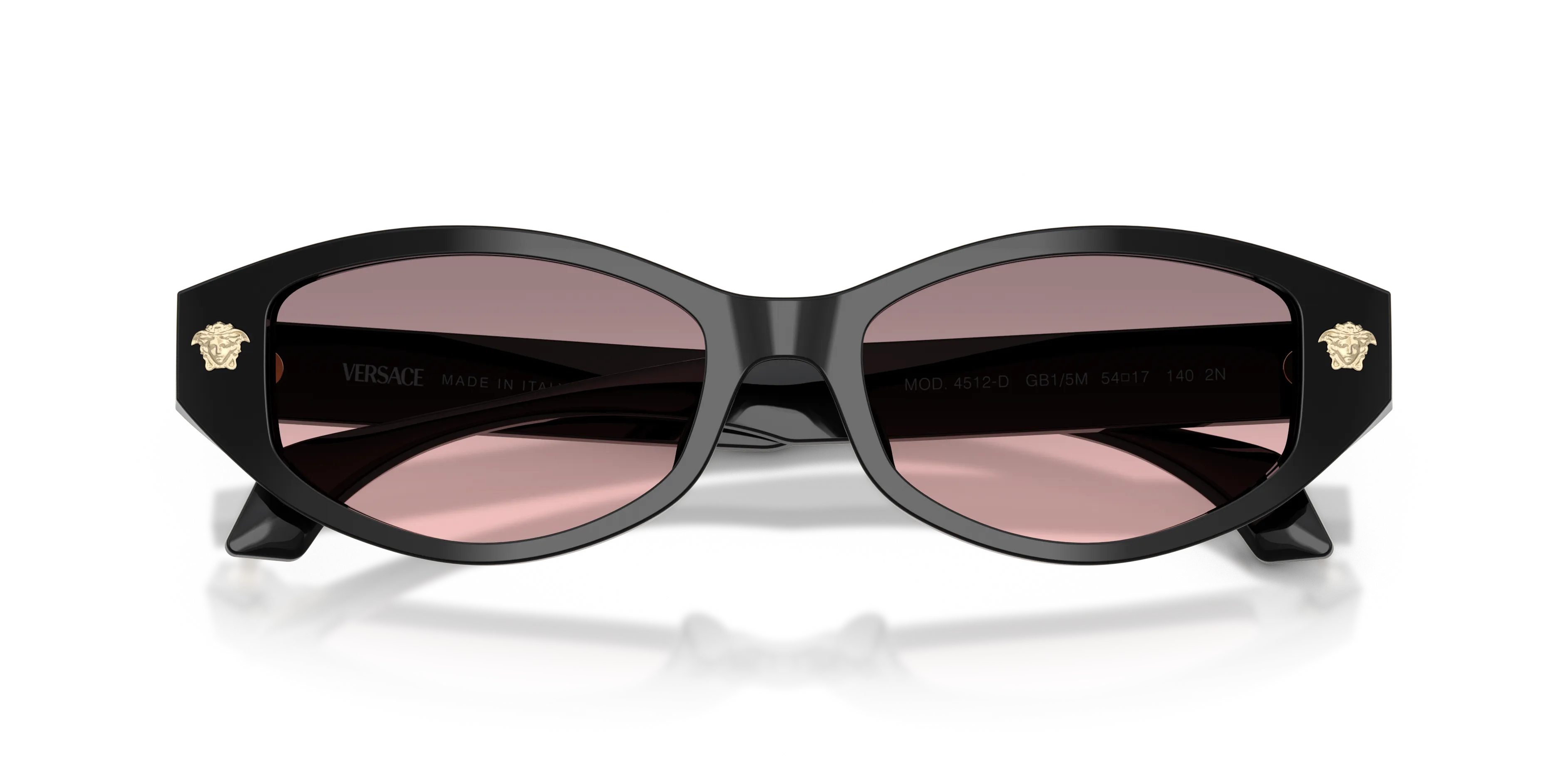 Versace VE4512D GB1/5M Occhiali da sole Acetato Nero Rosa Cat Eye Normale Sfumato - immagine 2