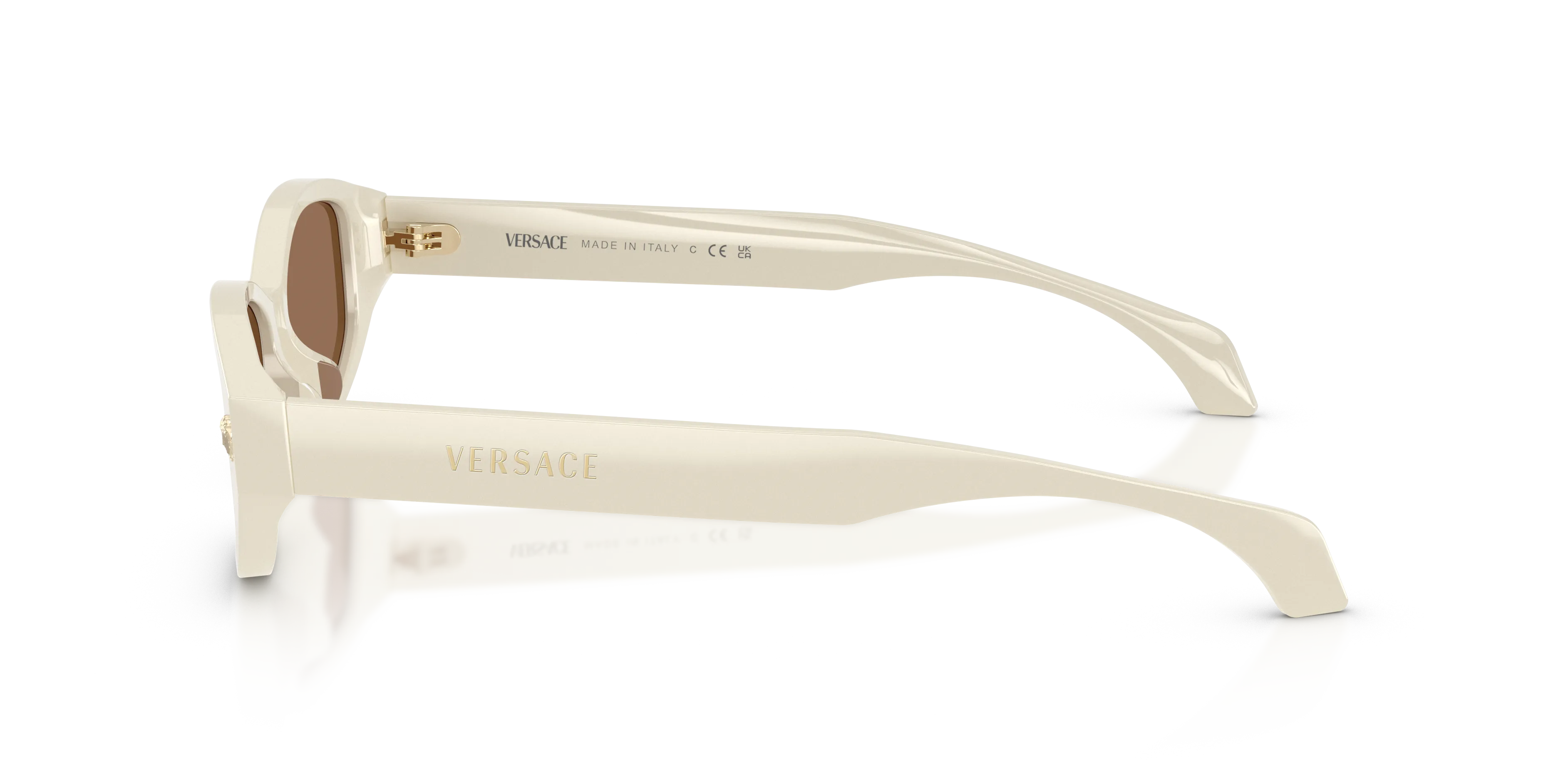 Versace VE4512D 554473 Occhiali da sole Acetato Bianco Marrone Cat Eye Normale - immagine 4