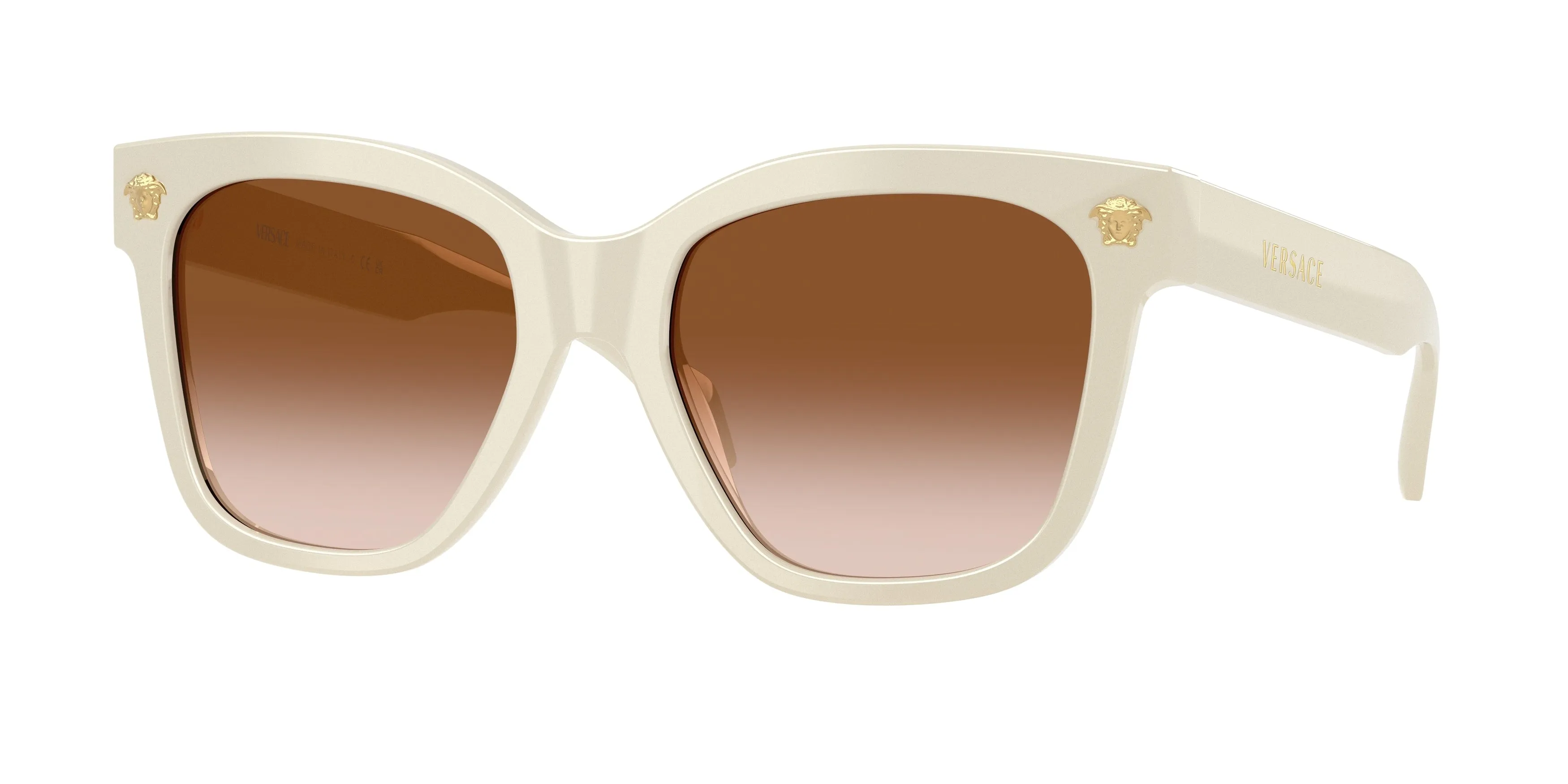 Versace VE4511 554113 Occhiali da sole Acetato Bianco Marrone Squadrata Normale Sfumato - immagine 1