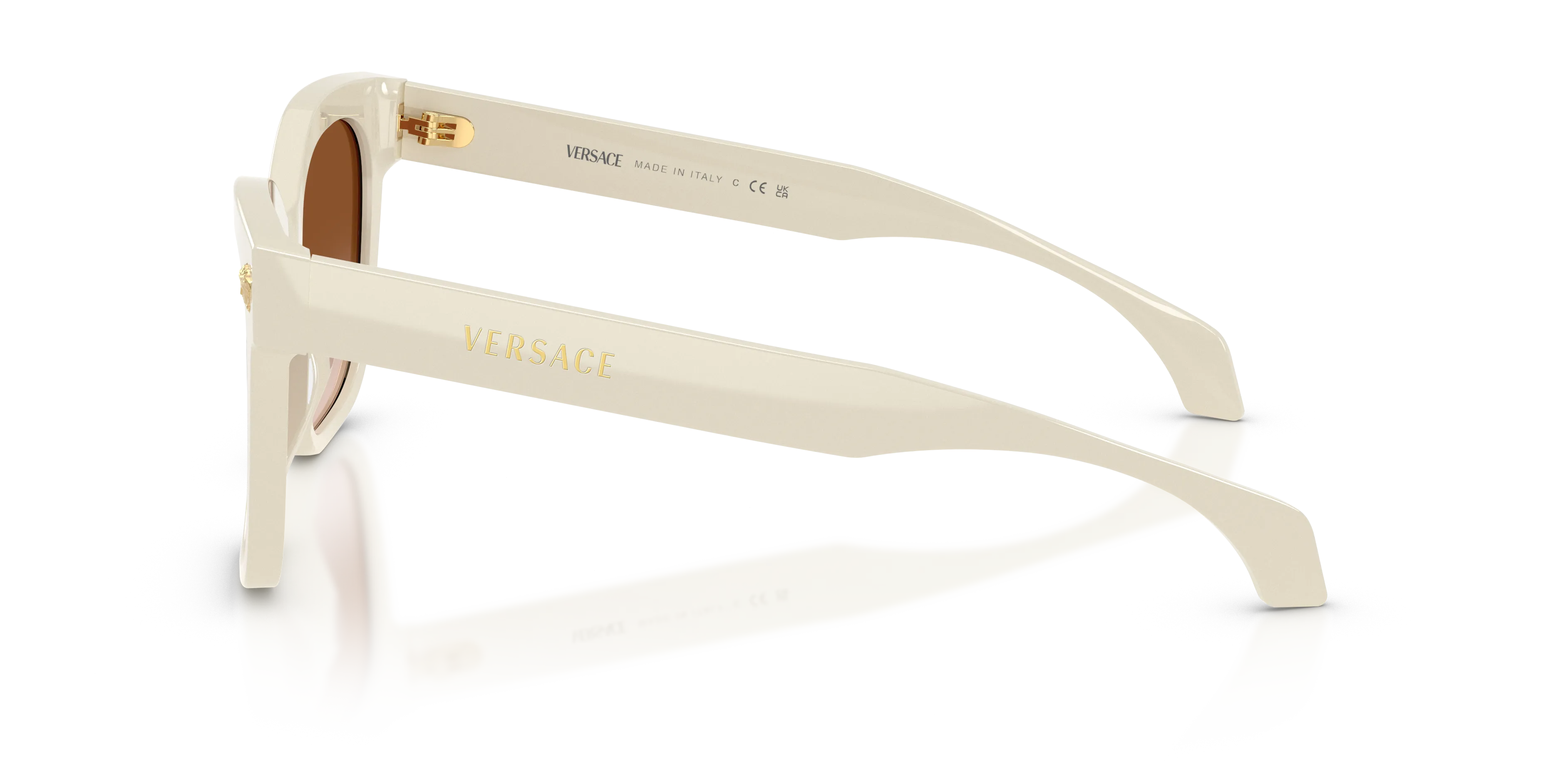 Versace VE4511 554113 Occhiali da sole Acetato Bianco Marrone Squadrata Normale Sfumato - immagine 4