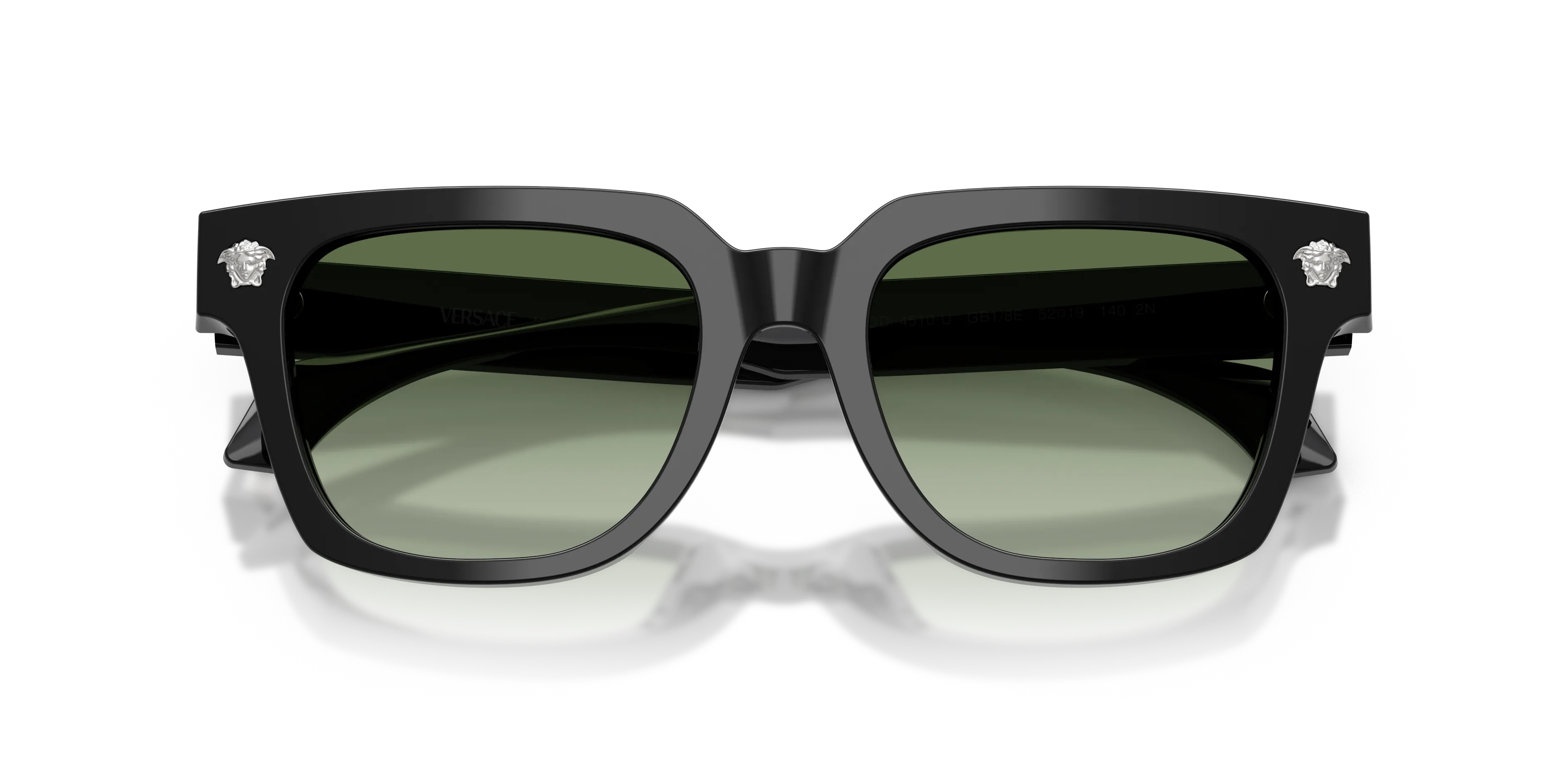 Versace VE4510U GB1/8E Occhiali da sole Acetato Nero Verde Squadrata Normale Sfumato - immagine 2