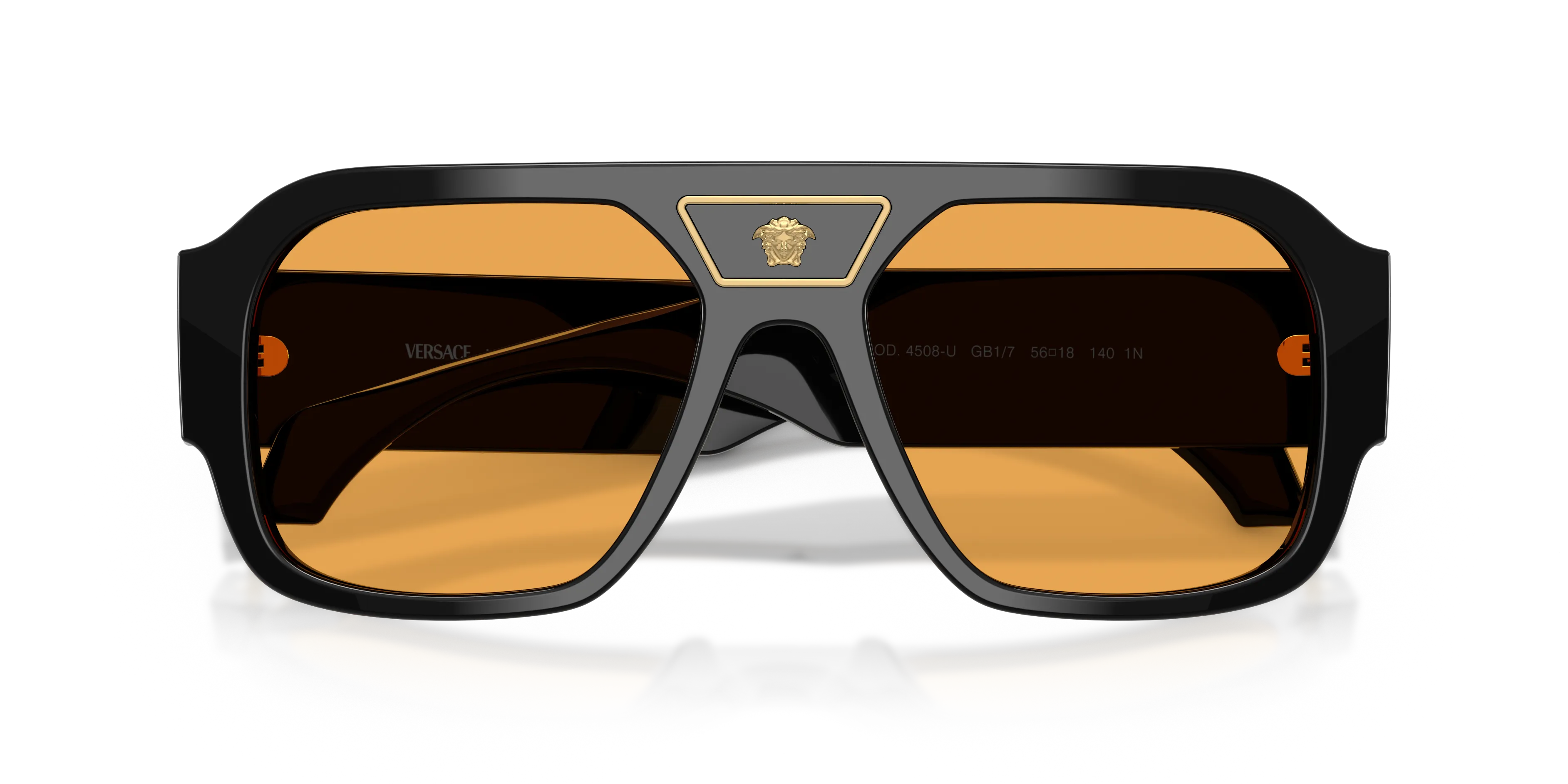 Versace VE4508U GB1/7 Occhiali da sole Acetato Nero Arancione Squadrata Normale - immagine 2