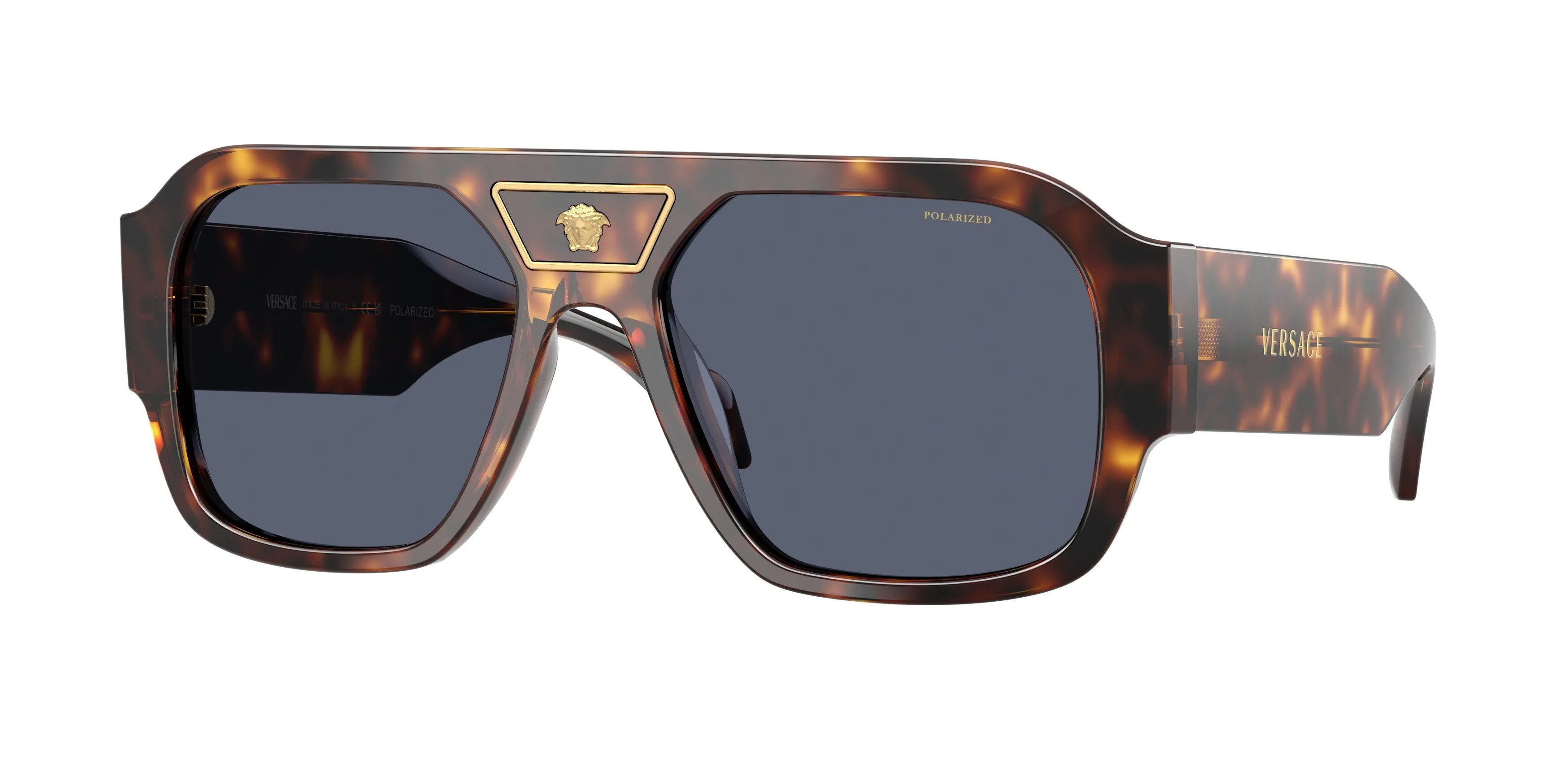 Versace VE4508U 55372V Occhiali da sole Acetato Tartaruga Blu Squadrata Polarizzata - immagine 1