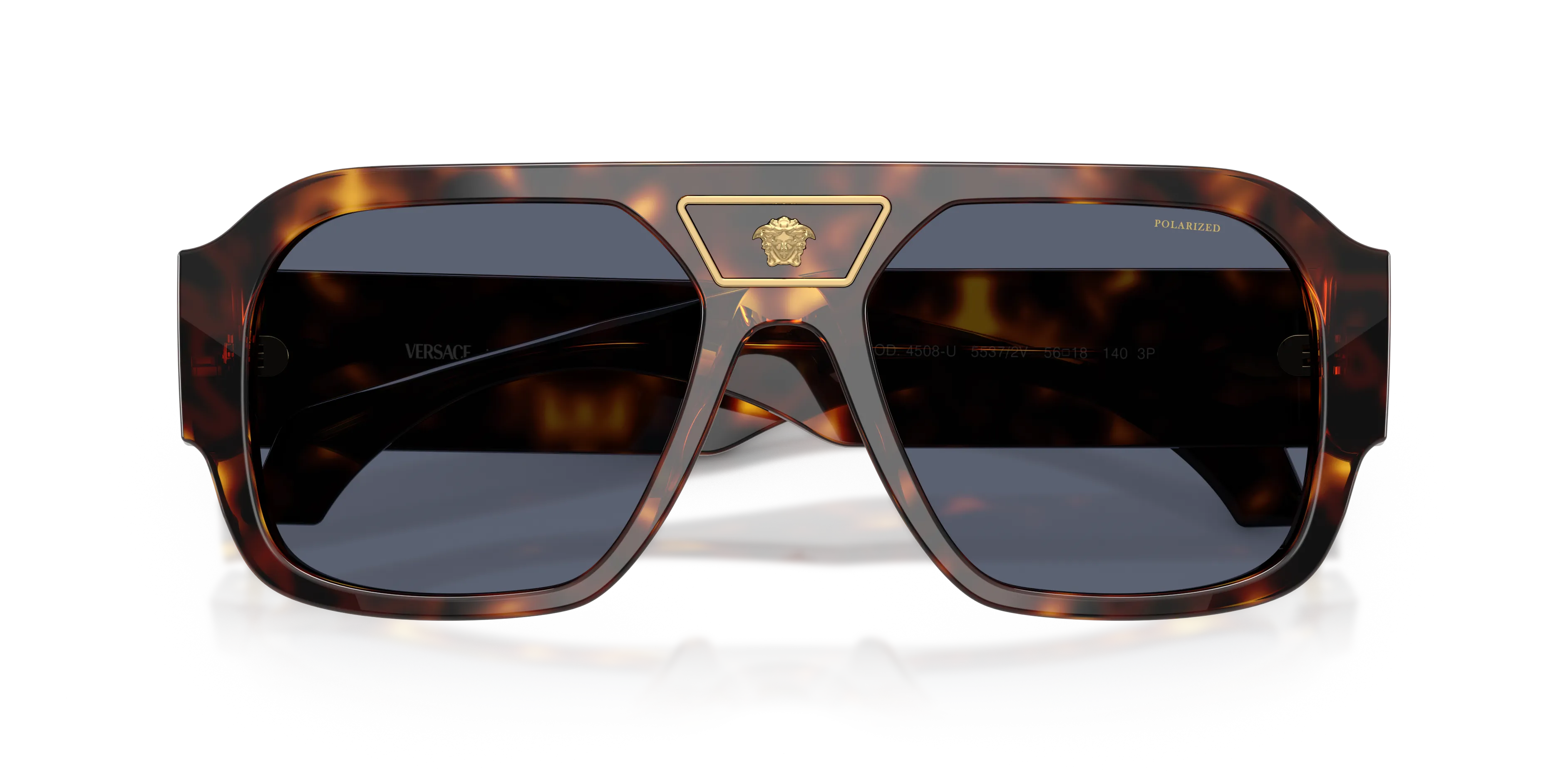 Versace VE4508U 55372V Occhiali da sole Acetato Tartaruga Blu Squadrata Polarizzata - immagine 2
