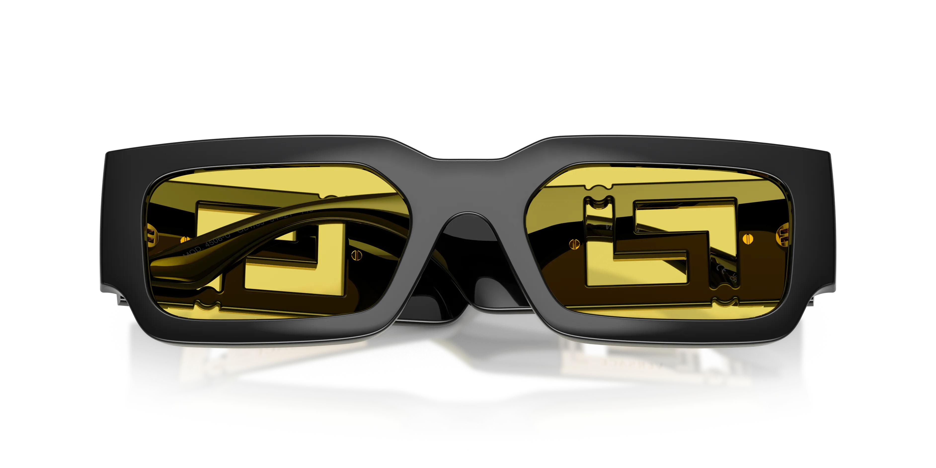 Versace VE4506U GB1/85 Occhiali da sole Iniettato Nero Giallo Squadrata Normale - immagine 2