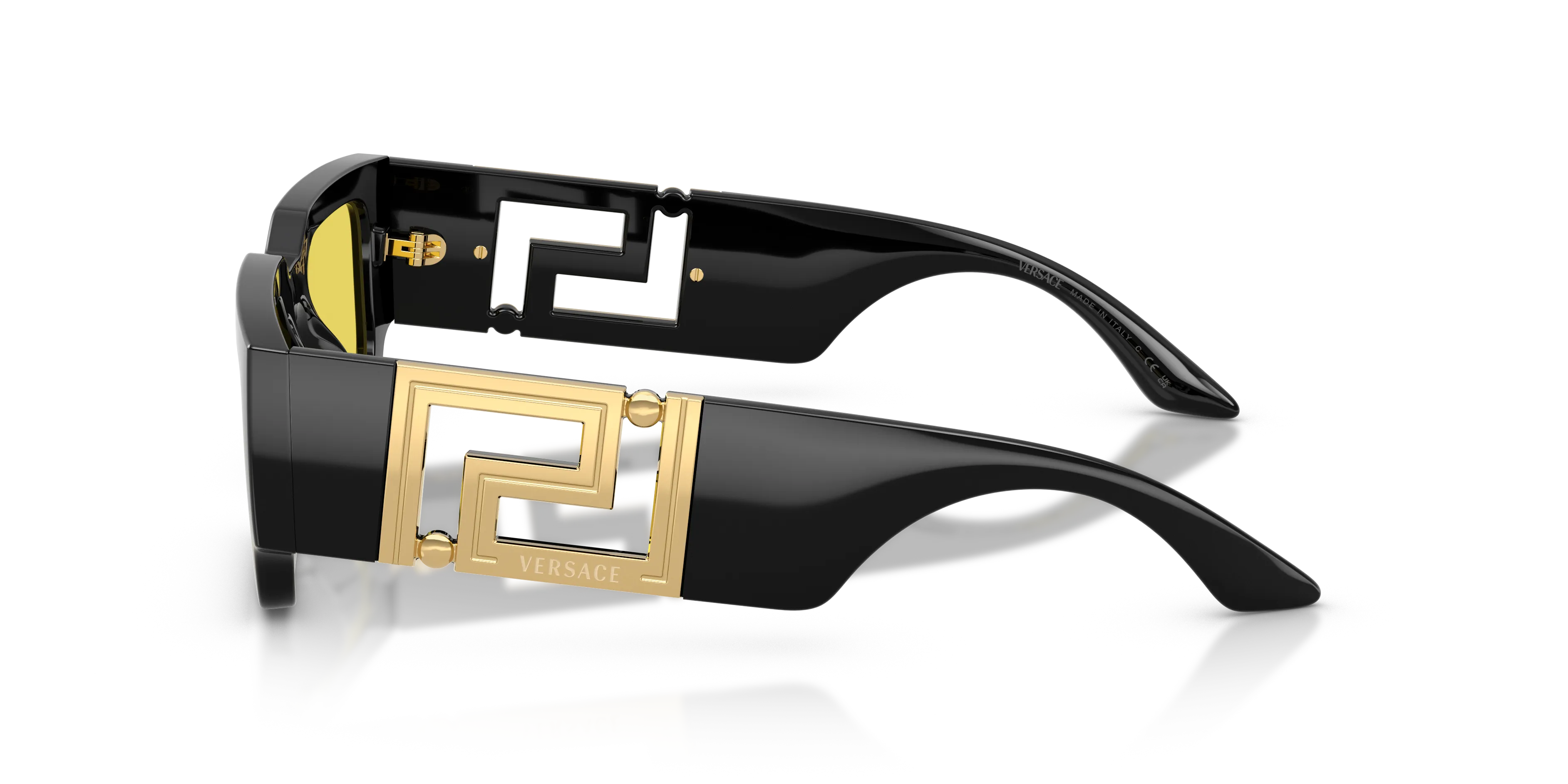 Versace VE4506U GB1/85 Occhiali da sole Iniettato Nero Giallo Squadrata Normale - immagine 4