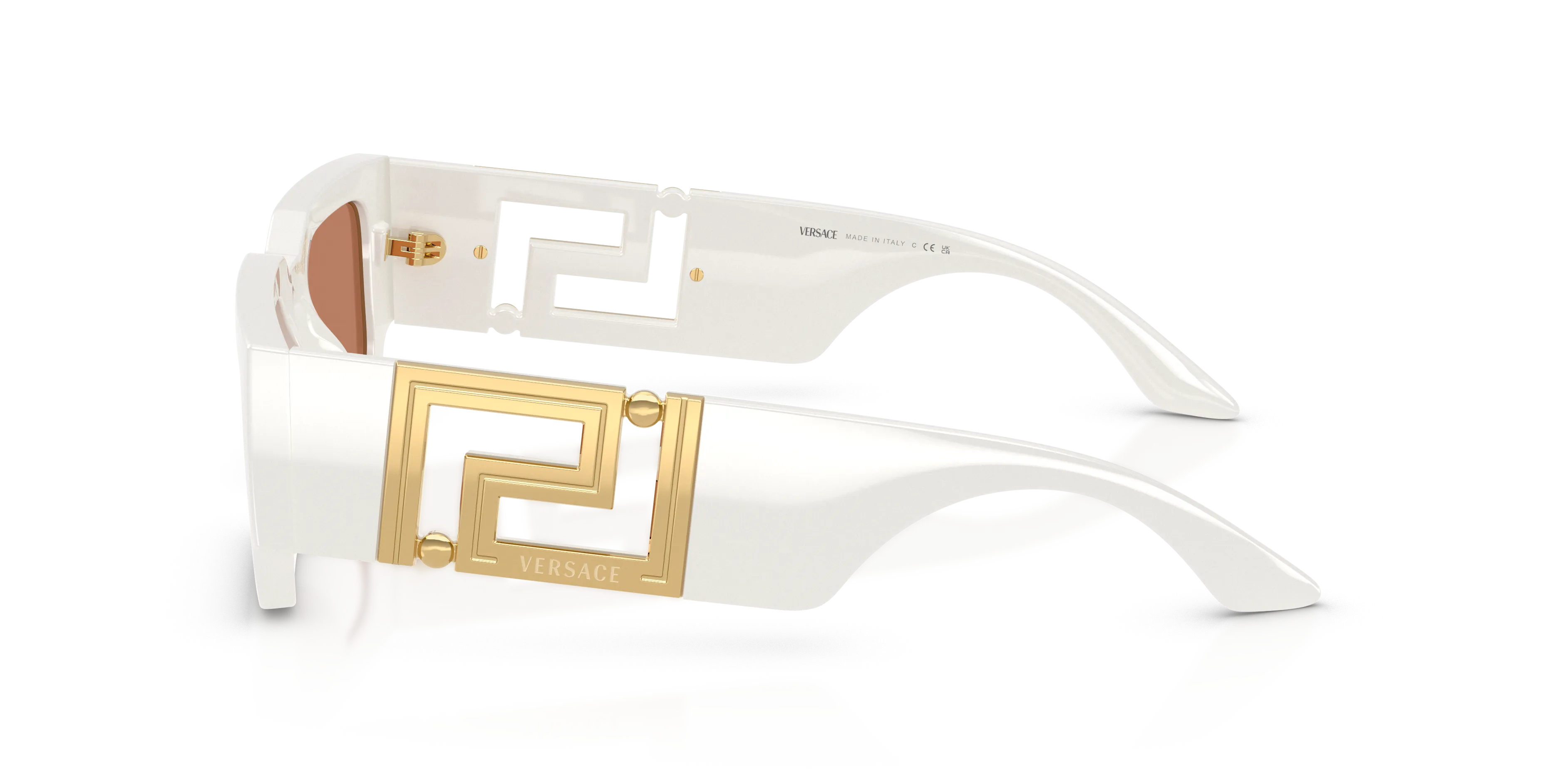 Versace VE4506U 554473 Occhiali da sole Iniettato Bianco Marrone Squadrata Normale - immagine 4