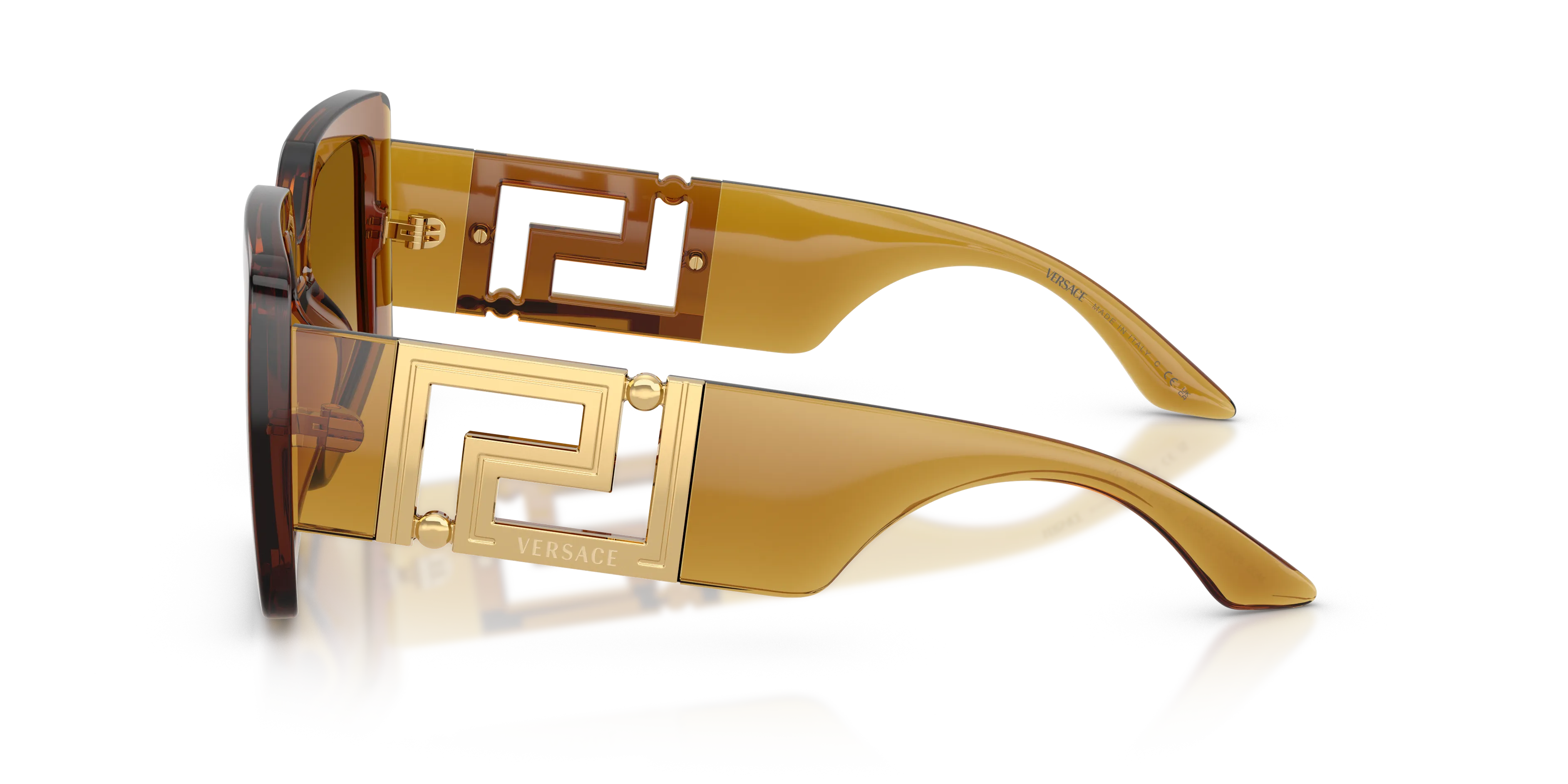 Versace VE4505U 53422L Occhiali da sole Iniettato Giallo Giallo Squadrata Normale Sfumato - immagine 4