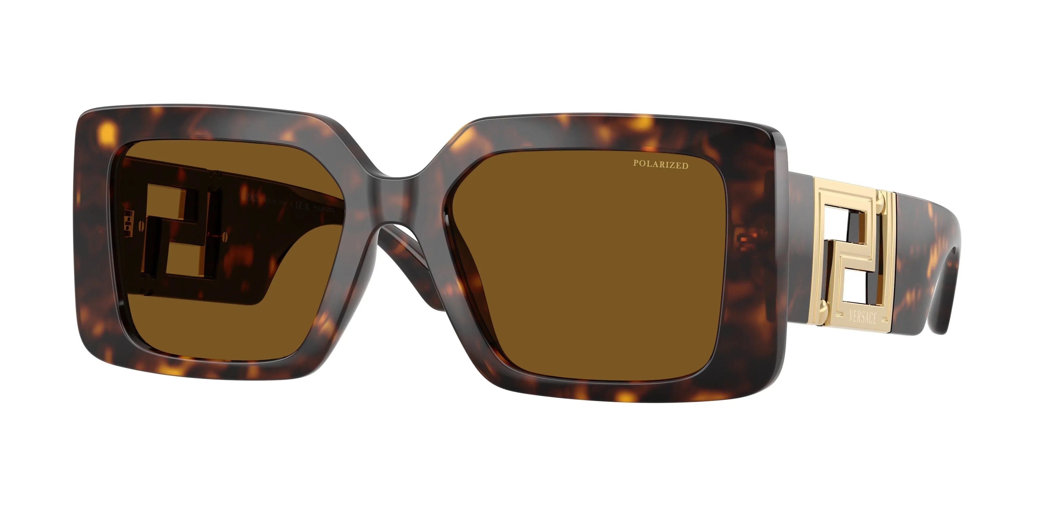 Versace VE4505U 108/83 Occhiali da sole Iniettato Tartaruga Marrone Squadrata Polarizzata - immagine 1