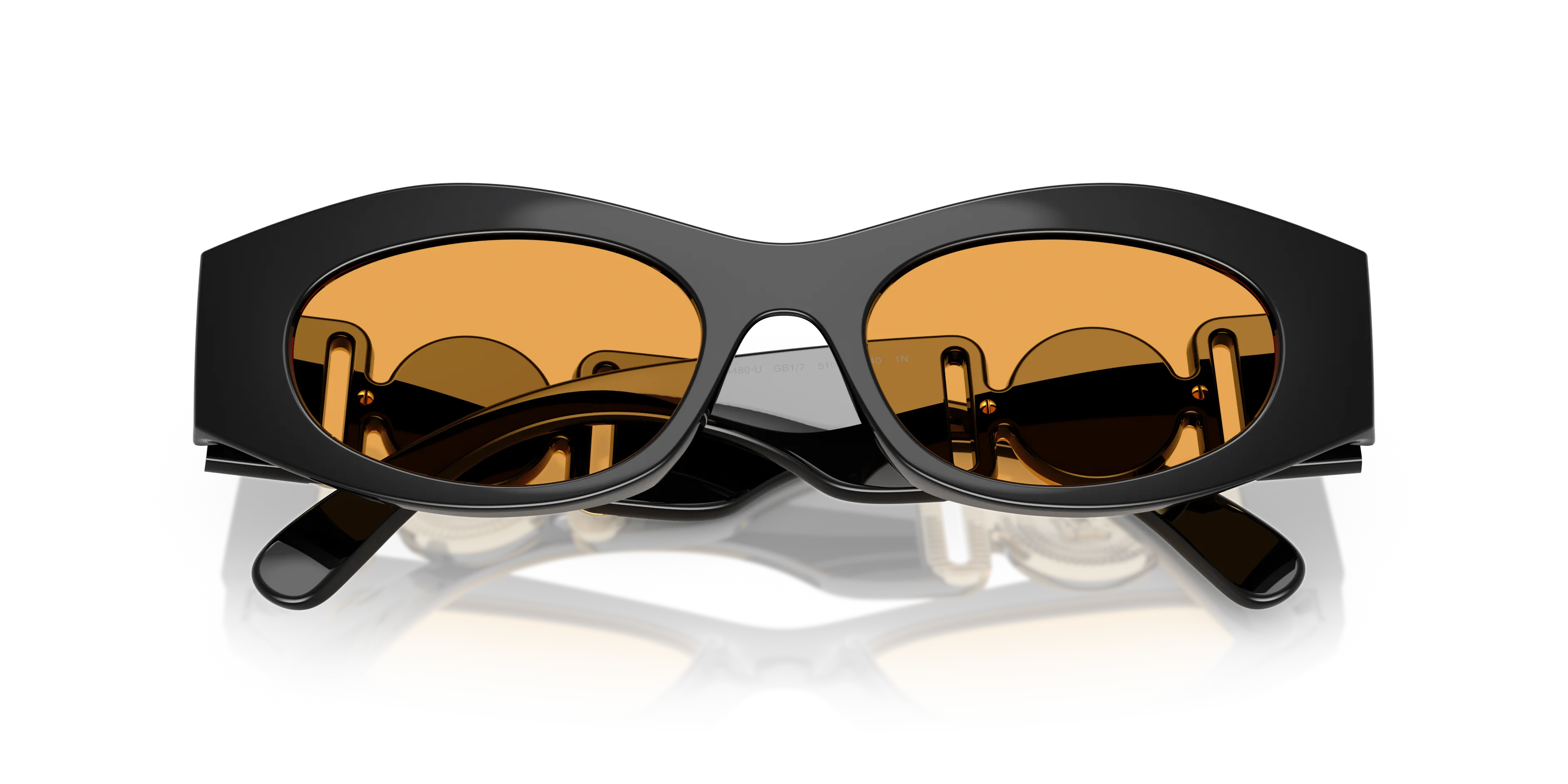 Versace VE4480U GB1/7 Occhiali da sole Iniettato Nero Arancione Cat Eye Normale - immagine 2