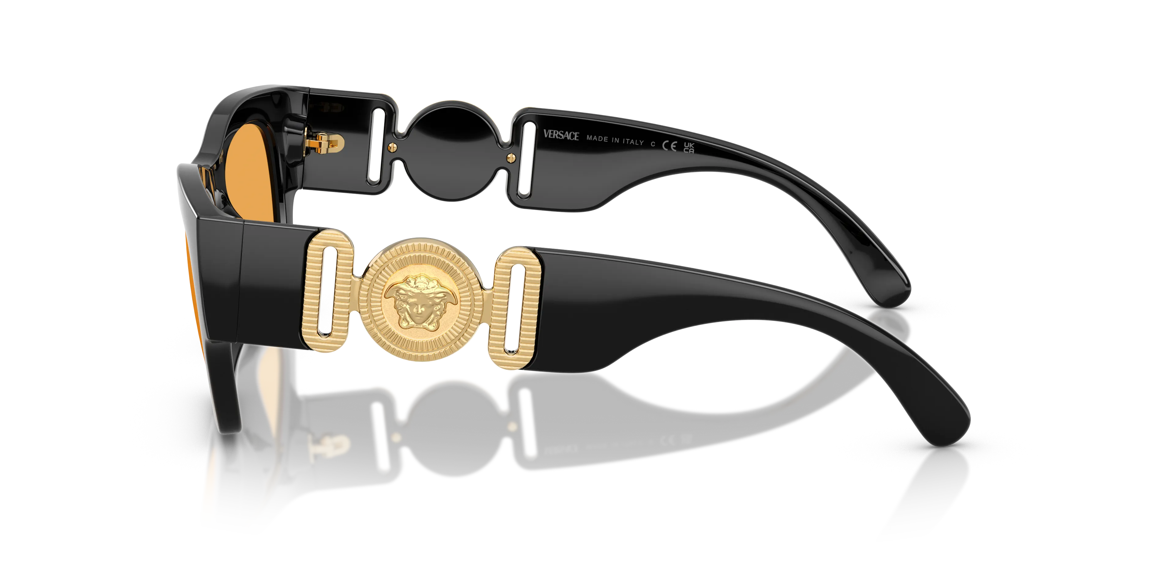 Versace VE4479U GB1/7 Occhiali da sole Iniettato Nero Arancione Squadrata Normale - immagine 4
