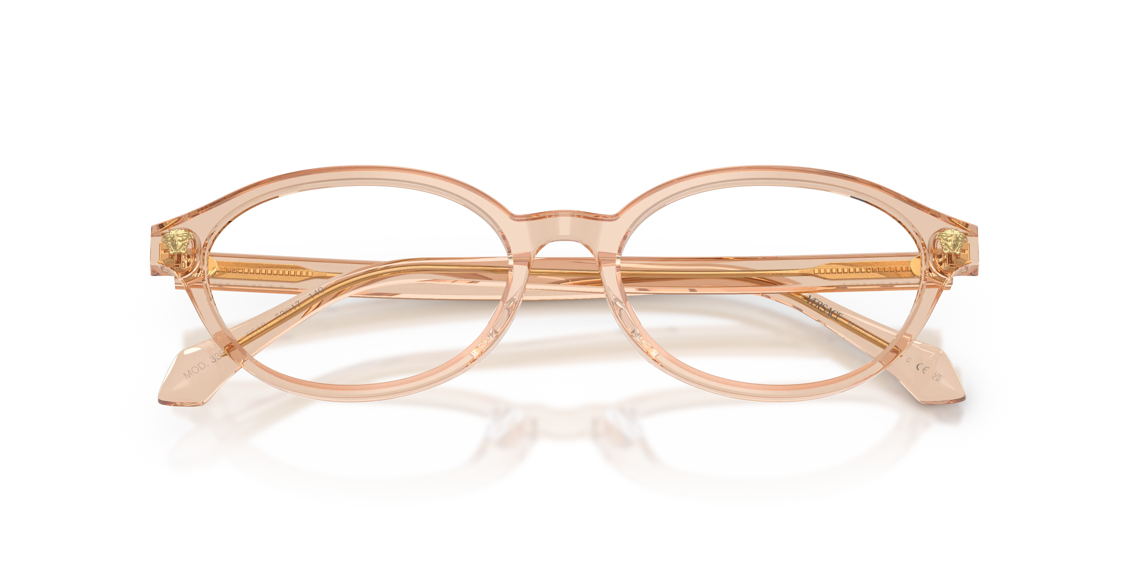 Versace VE3393D 5518 Montature da vista Acetato Marrone Trasparente Rotonda Normale - immagine 2