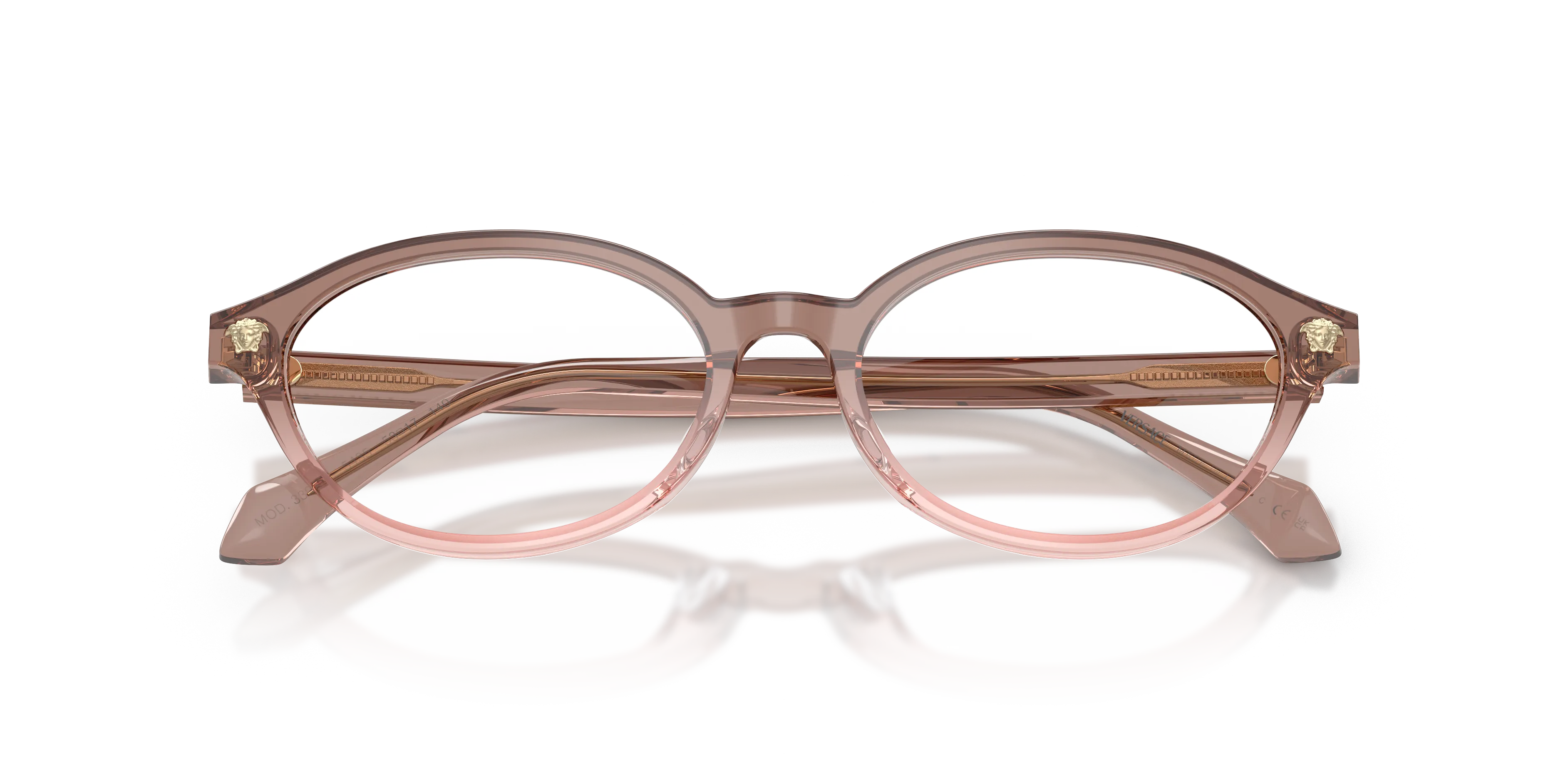 Versace VE3393D 5435 Montature da vista Acetato Marrone Trasparente Rotonda Normale - immagine 2