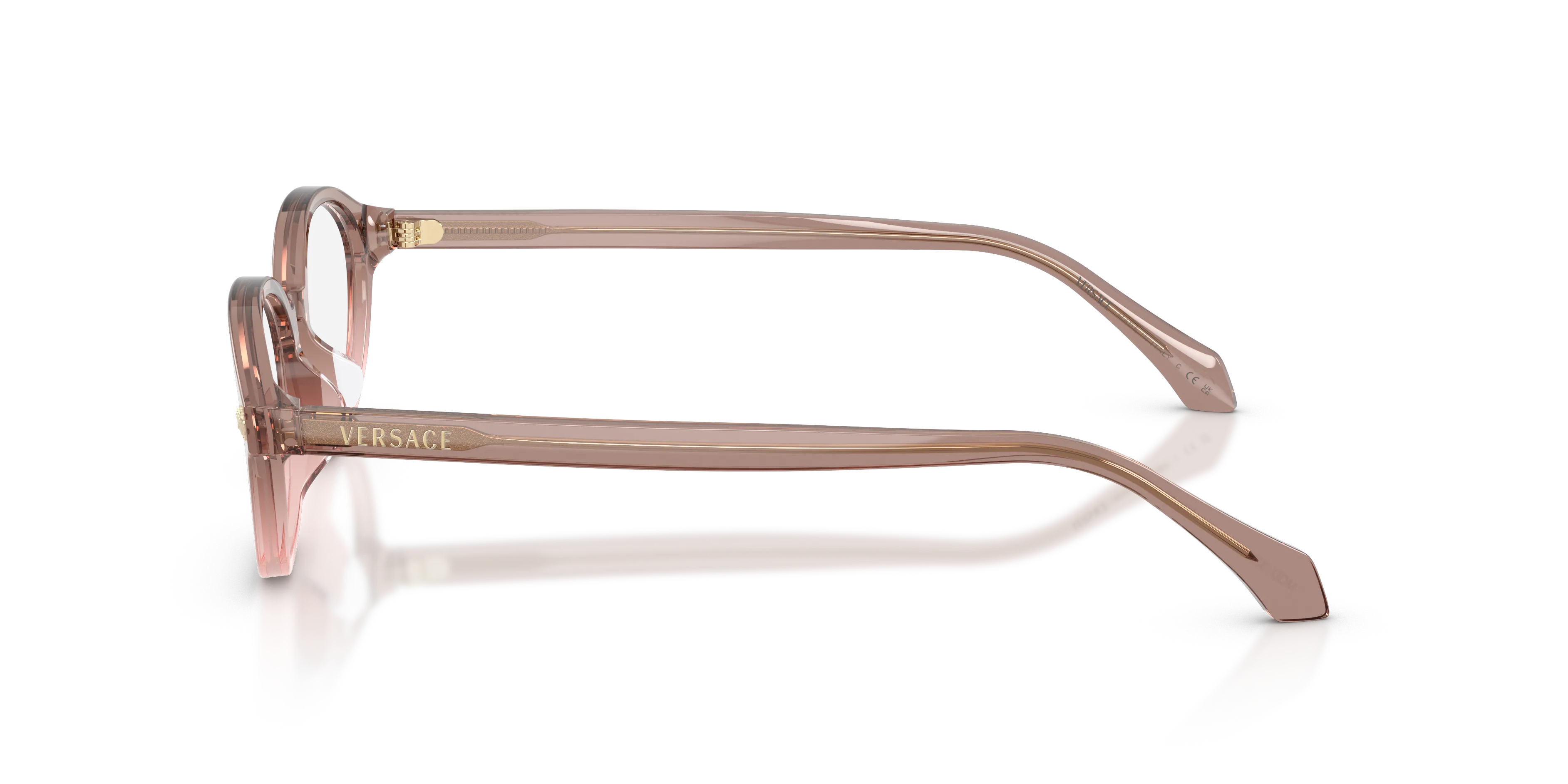 Versace VE3393D 5435 Montature da vista Acetato Marrone Trasparente Rotonda Normale - immagine 4